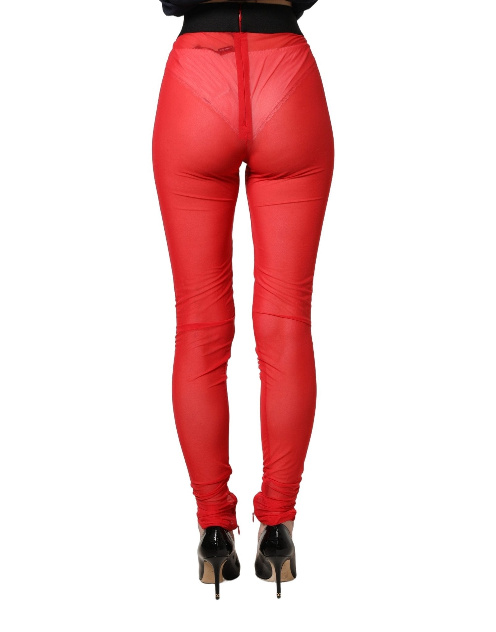 Dolce & Gabbana Red Nylon Stretch Slim Legging Trouser Pants - GET THE BRAND