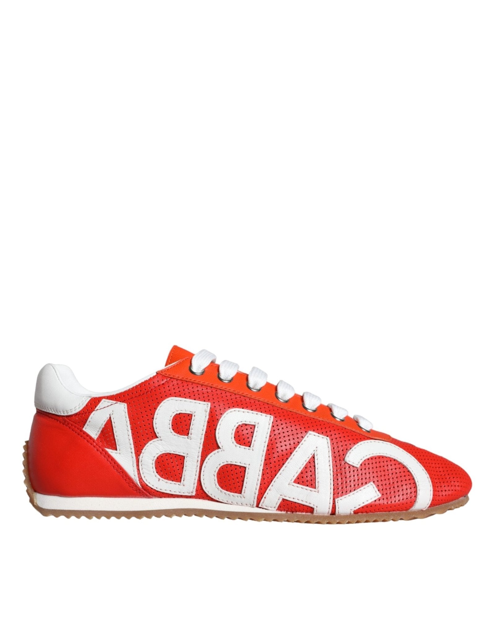 Dolce & Gabbana Red White Leather Logo Casual Sneakers Shoes - GET THE BRAND
