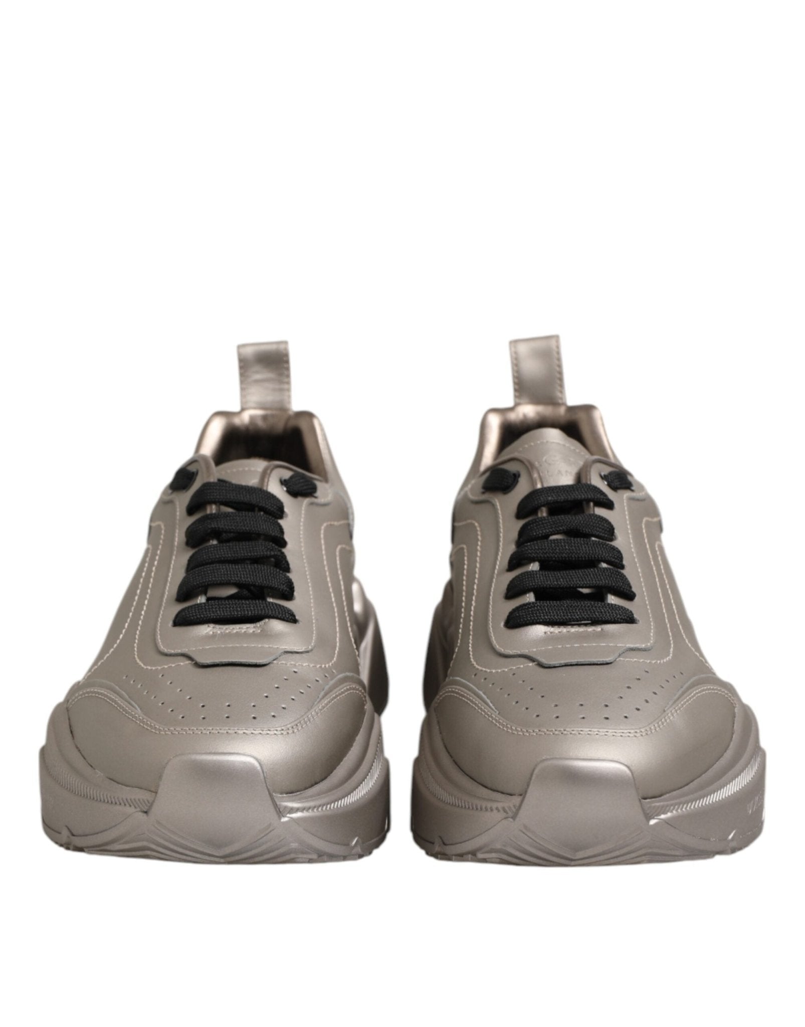 Dolce & Gabbana Silver DAYMASTER Leather Men Sneakers Shoes - GET THE BRAND