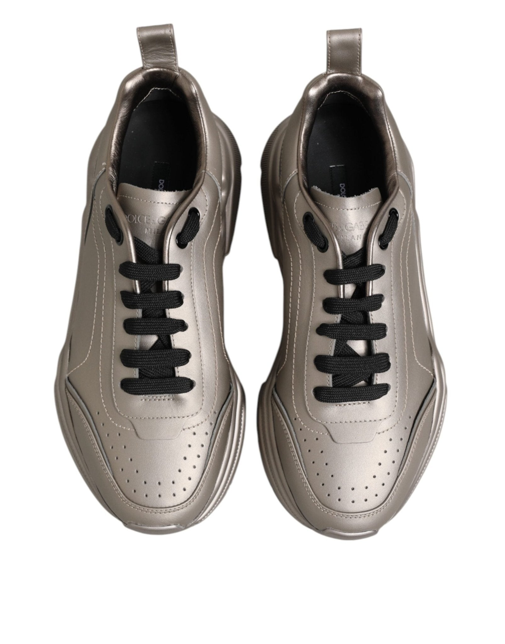 Dolce & Gabbana Silver DAYMASTER Leather Men Sneakers Shoes - GET THE BRAND