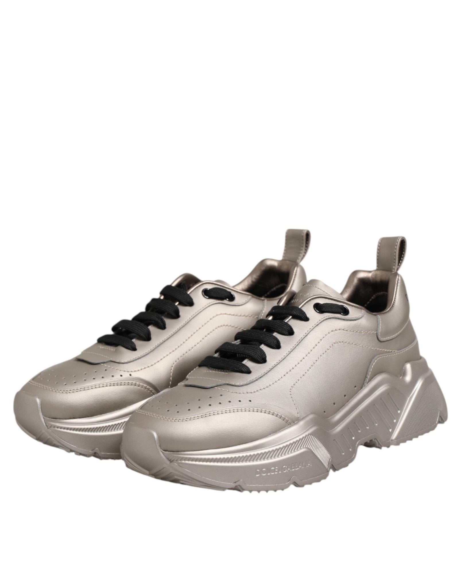 Dolce & Gabbana Silver DAYMASTER Leather Men Sneakers Shoes - GET THE BRAND
