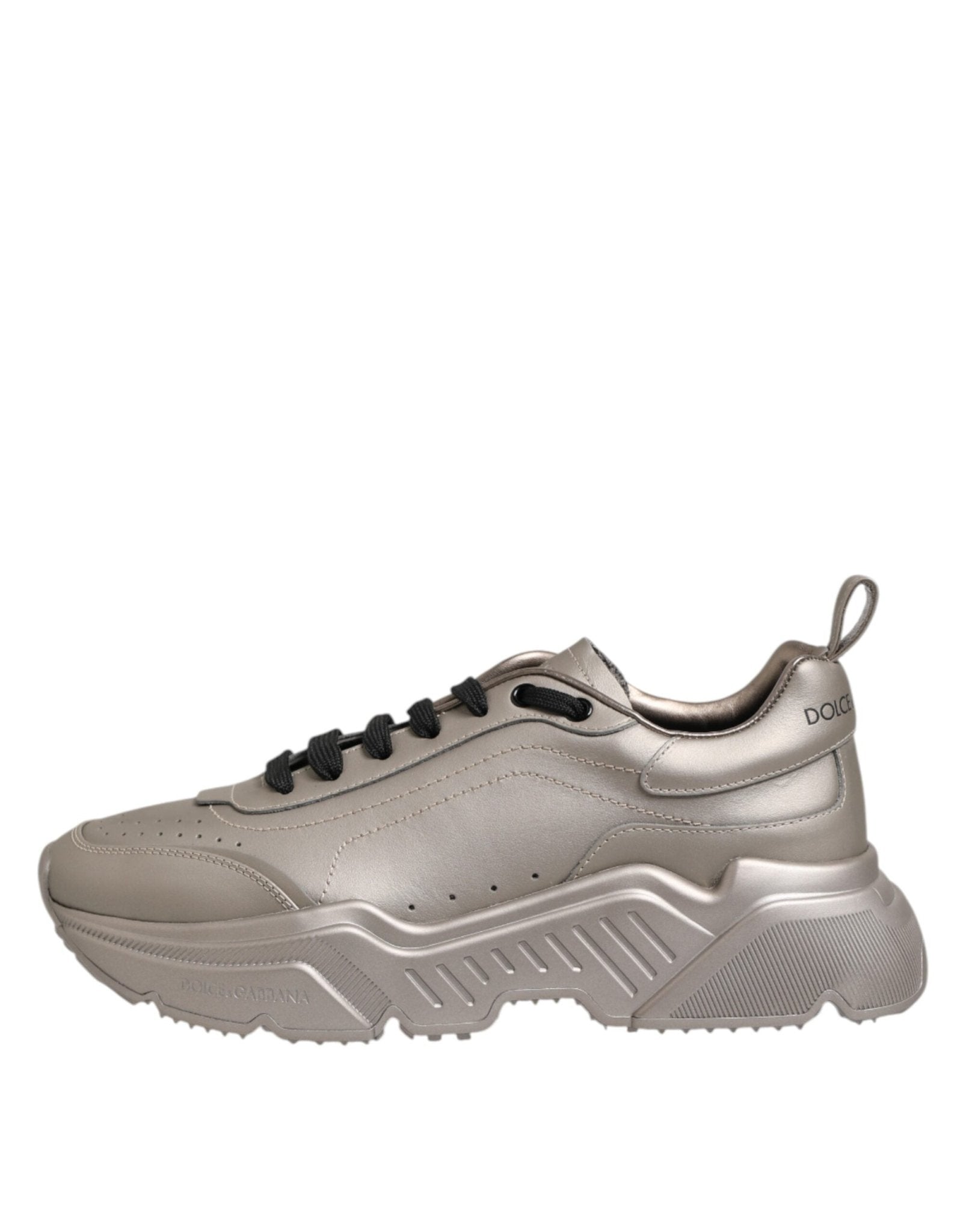 Dolce & Gabbana Silver DAYMASTER Leather Men Sneakers Shoes - GET THE BRAND