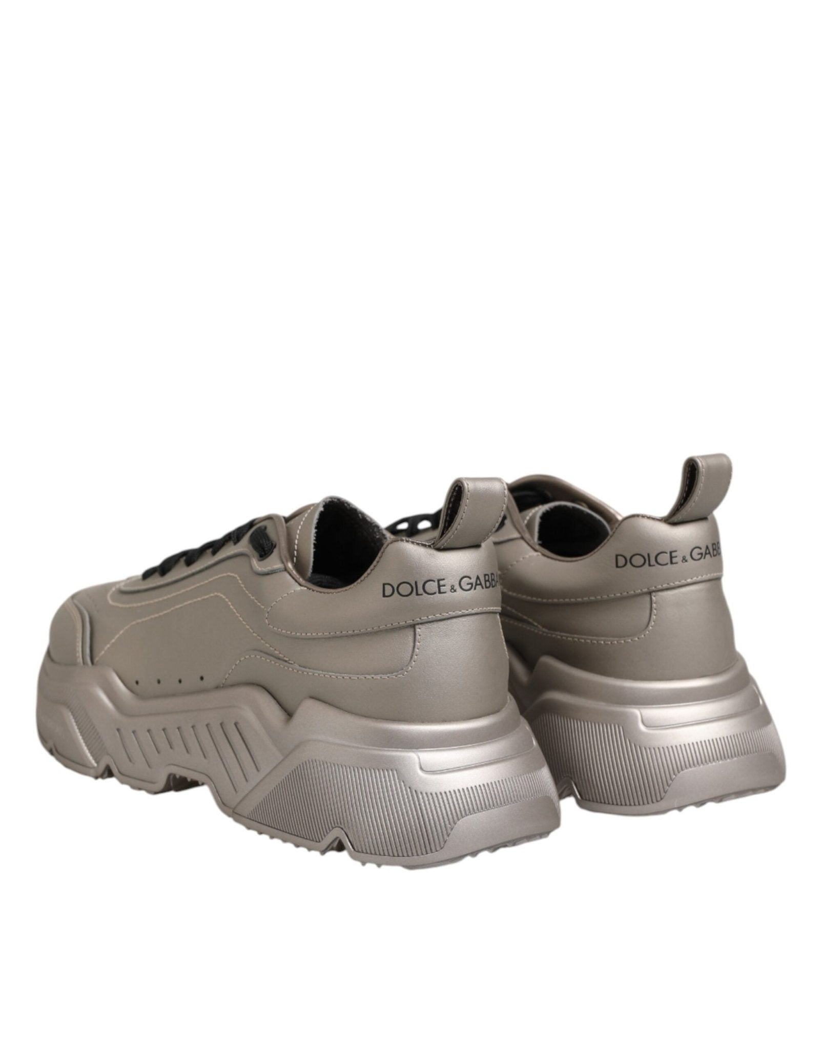 Dolce & Gabbana Silver DAYMASTER Leather Men Sneakers Shoes - GET THE BRAND