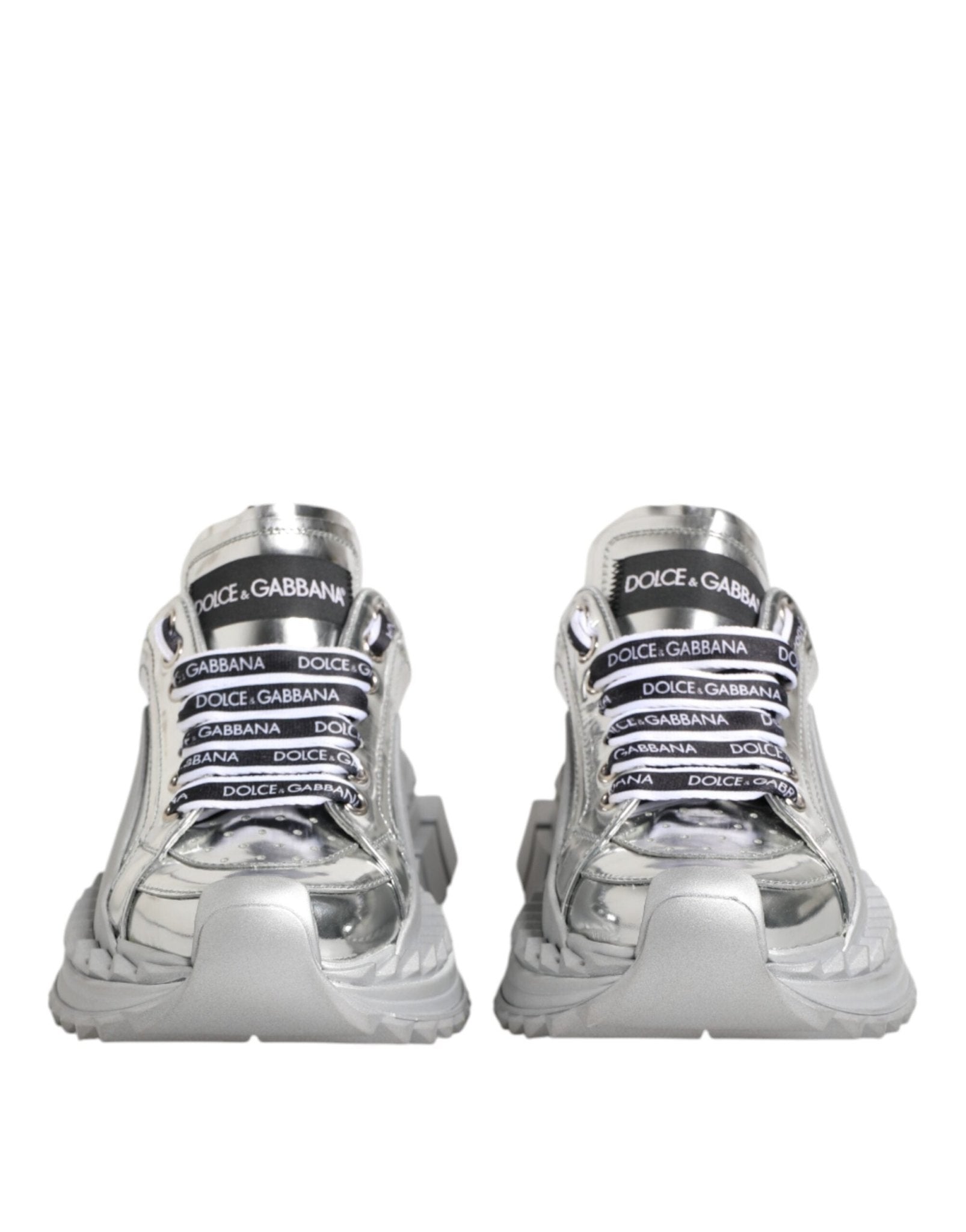 Dolce & Gabbana Silver Leather Super Queen Sneakers Shoes - GET THE BRAND