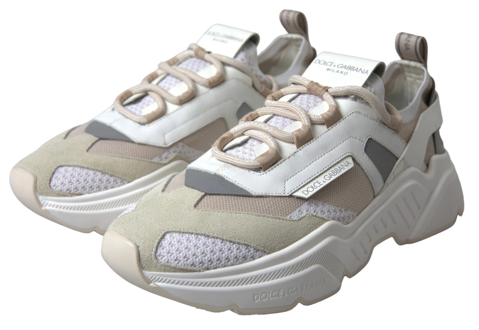Dolce & Gabbana Sneakers White Beige Leather Sport DAYMASTER Shoes - GET THE BRAND