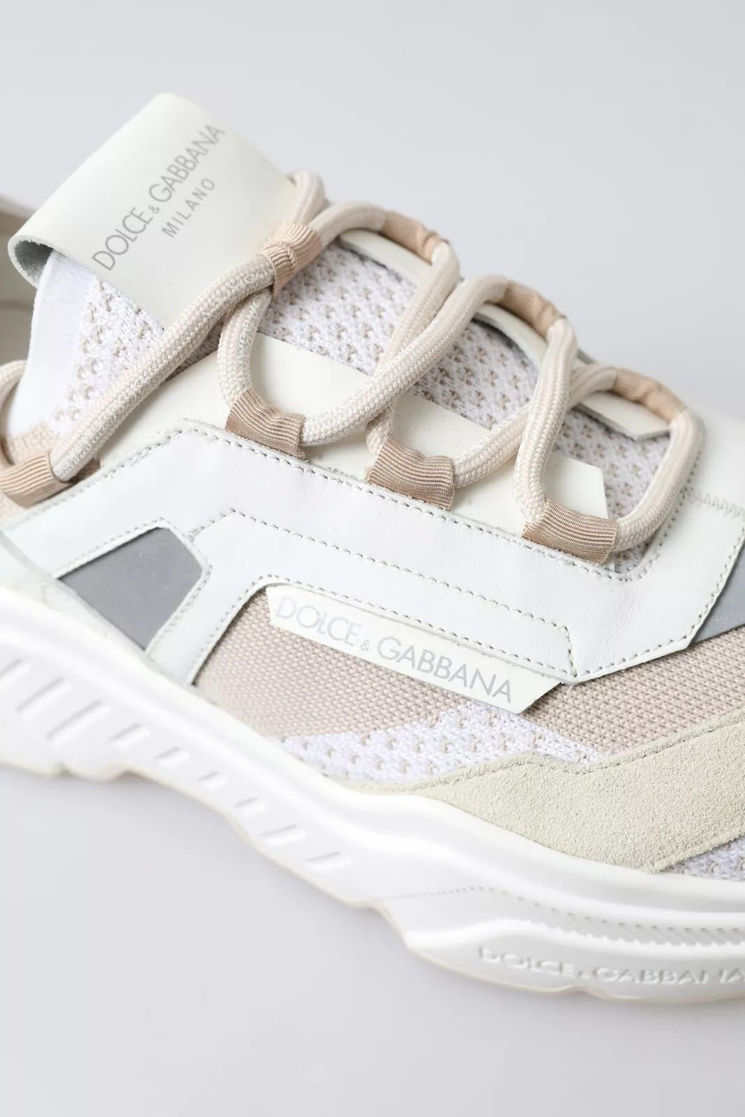 Dolce & Gabbana Sneakers White Beige Leather Sport DAYMASTER Shoes - GET THE BRAND