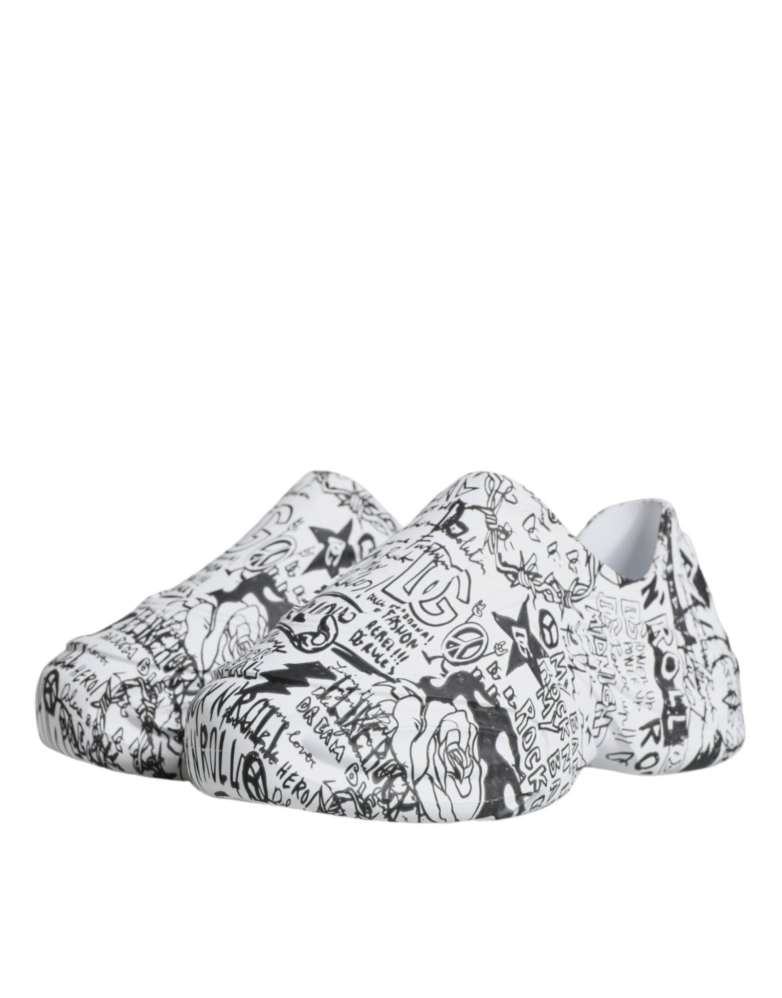 Dolce & Gabbana White Black Graffiti Daymaster Sneakers Shoes - GET THE BRAND