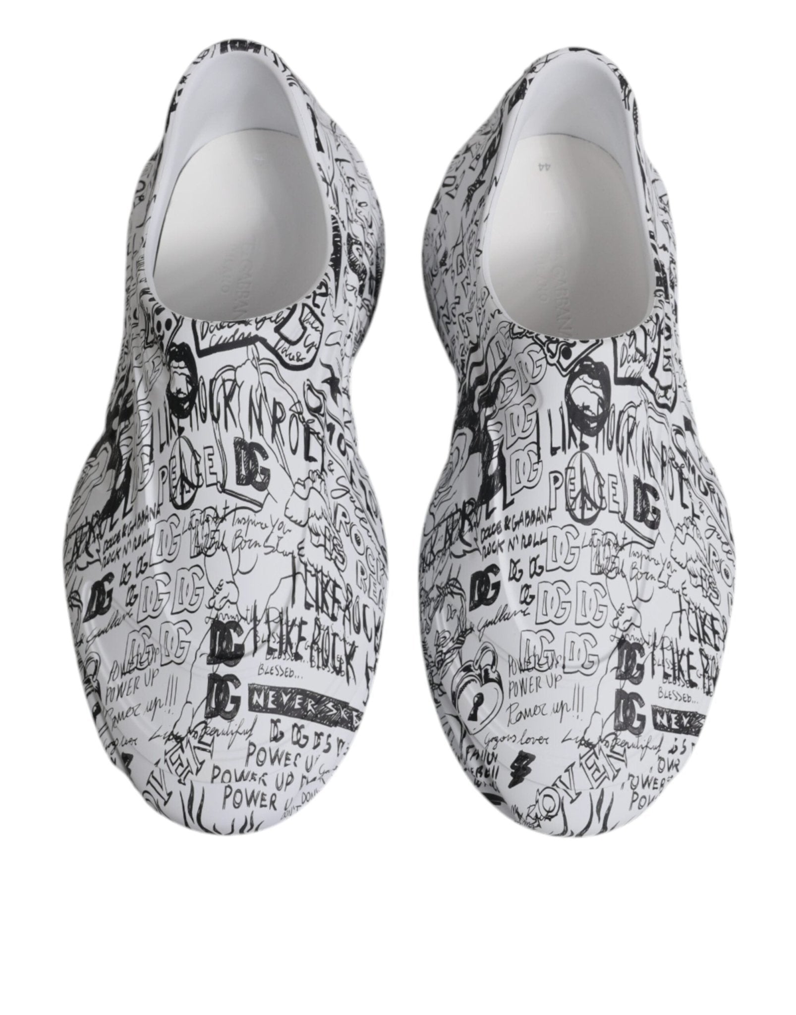 Dolce & Gabbana White Black Graffiti Daymaster Sneakers Shoes - GET THE BRAND