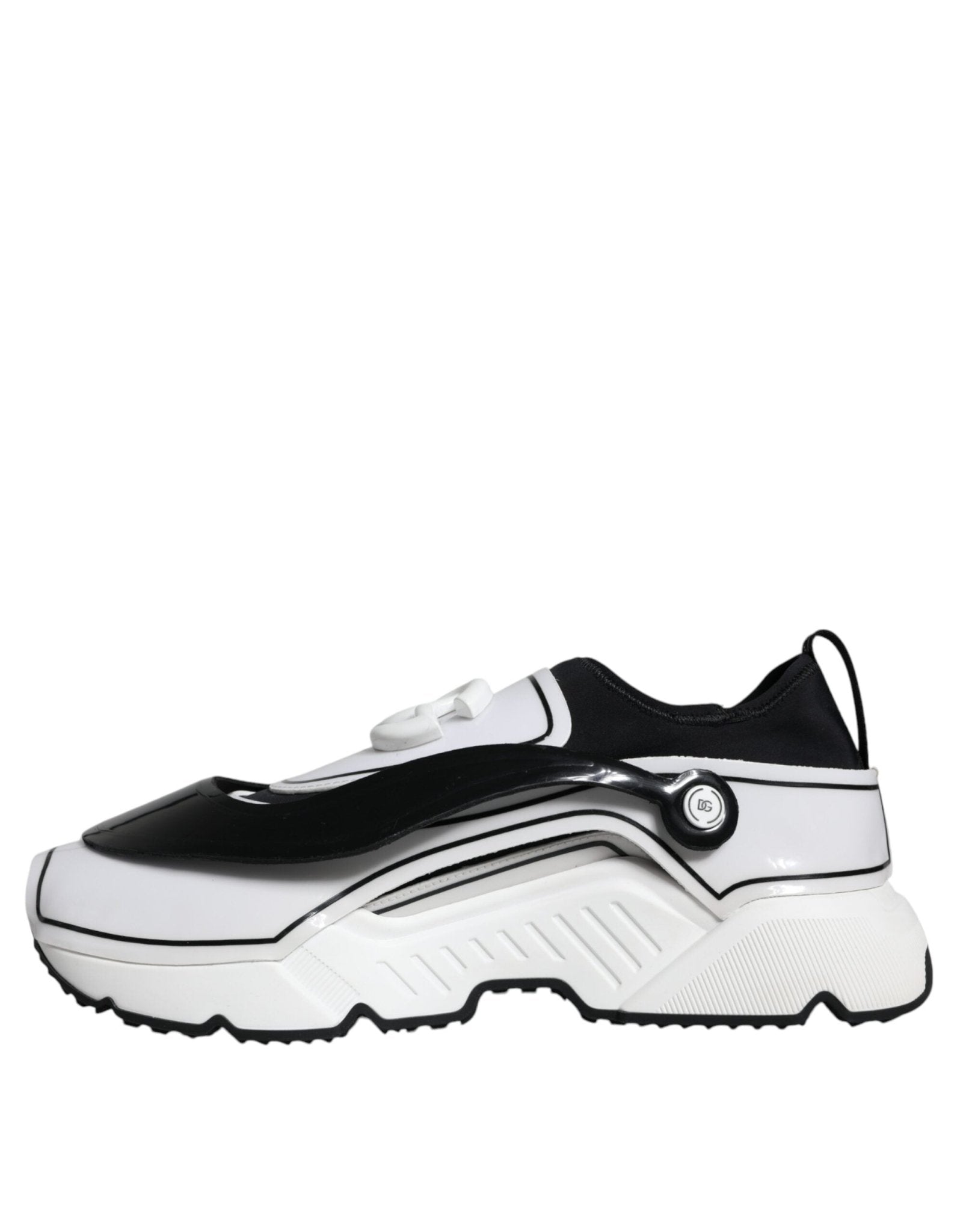 Dolce & Gabbana White Black Logo Plaque Daymaster Sneakers Shoes - GET THE BRAND
