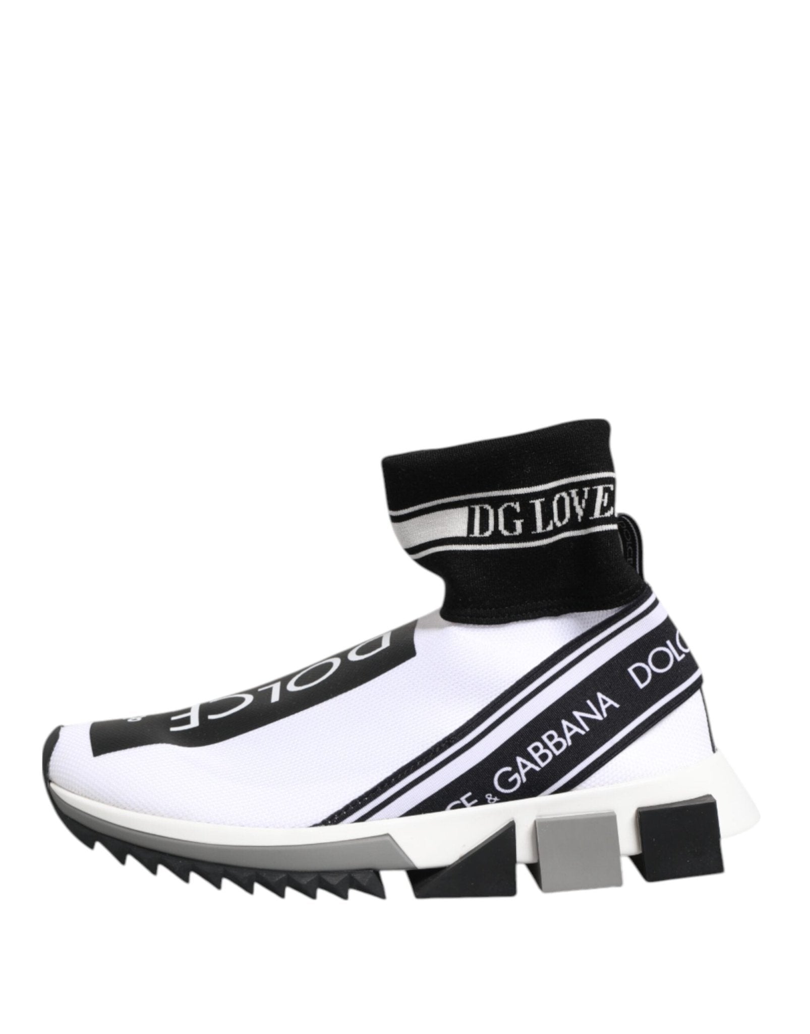 Dolce & Gabbana White Black Sorrento Socks Sneakers Shoes - GET THE BRAND