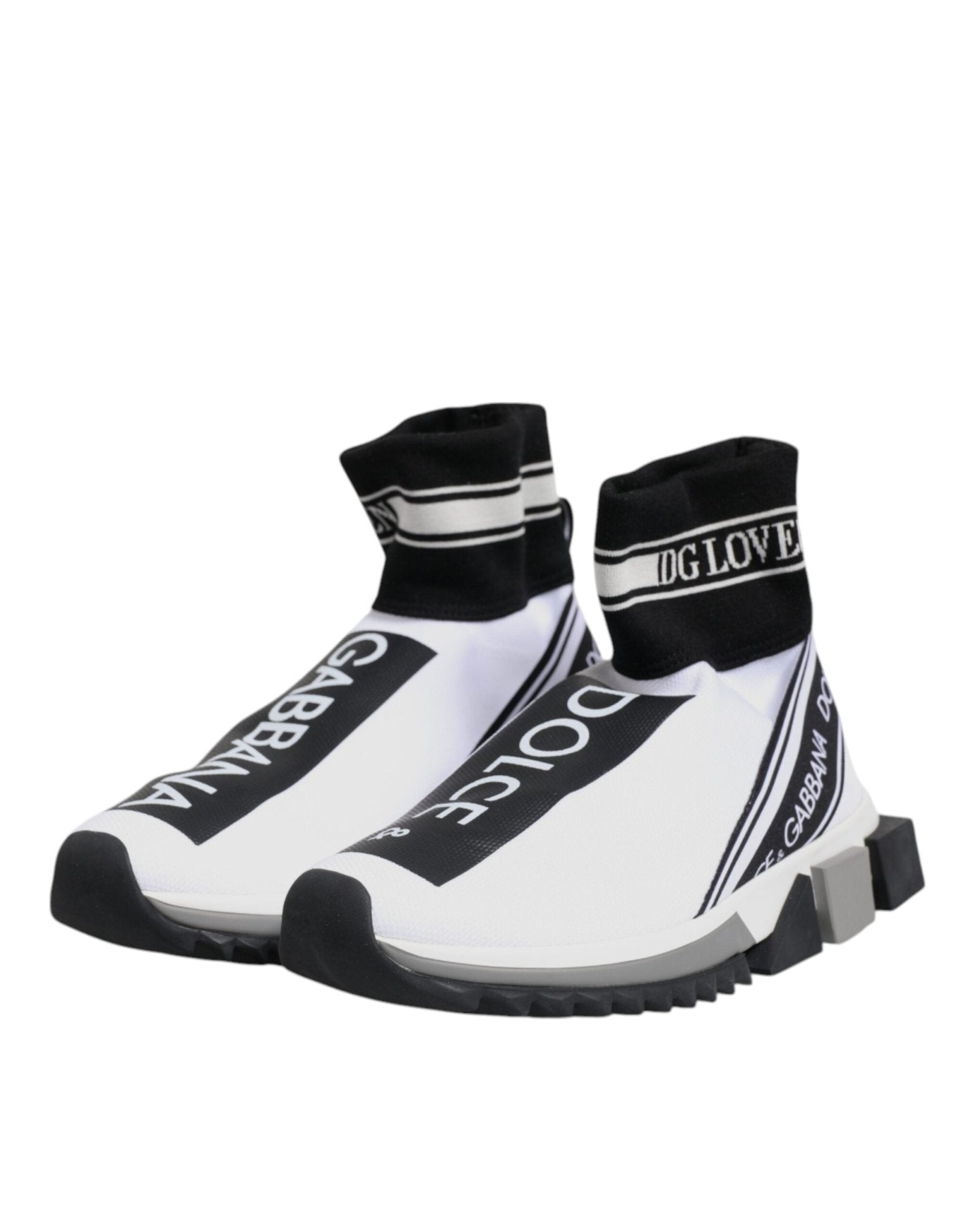 Dolce & Gabbana White Black Sorrento Socks Sneakers Shoes - GET THE BRAND