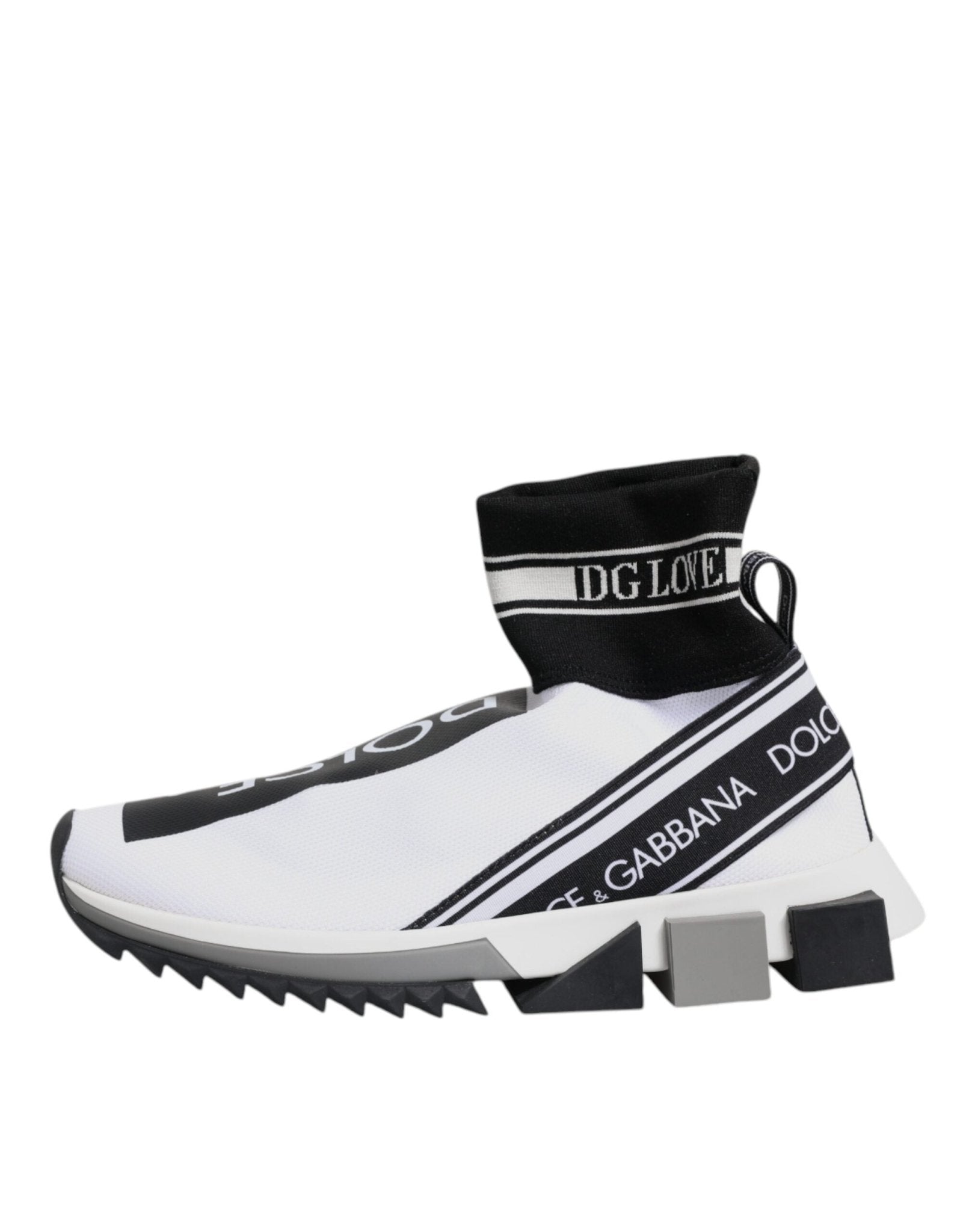 Dolce & Gabbana White Black Sorrento Socks Sneakers Shoes - GET THE BRAND
