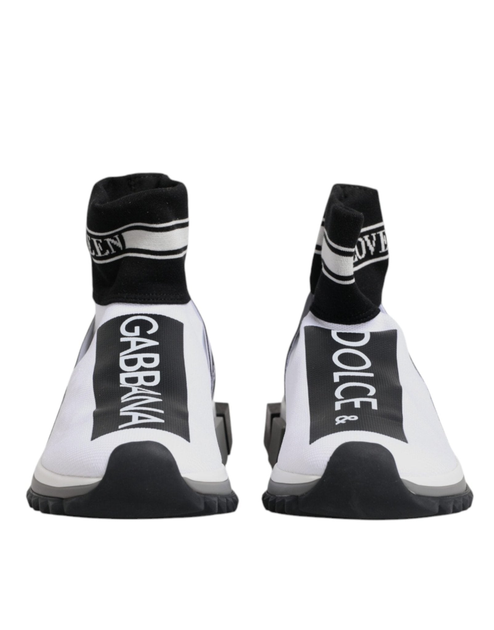 Dolce & Gabbana White Black Sorrento Socks Sneakers Shoes - GET THE BRAND