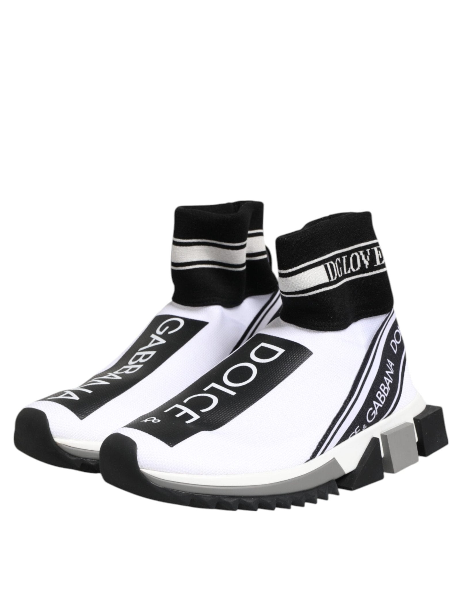 Dolce & Gabbana White Black Sorrento Socks Sneakers Shoes - GET THE BRAND