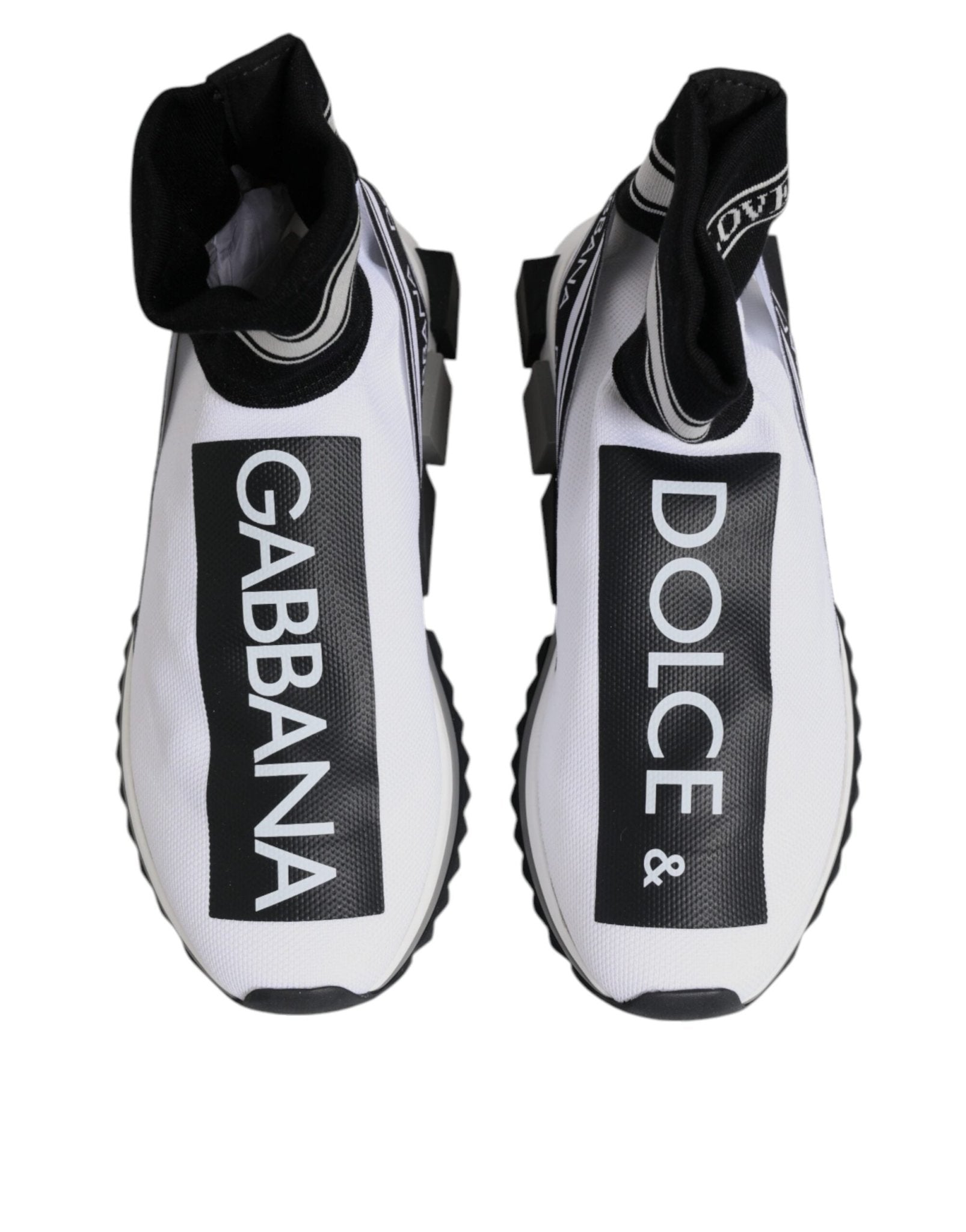 Dolce & Gabbana White Black Sorrento Socks Sneakers Shoes - GET THE BRAND