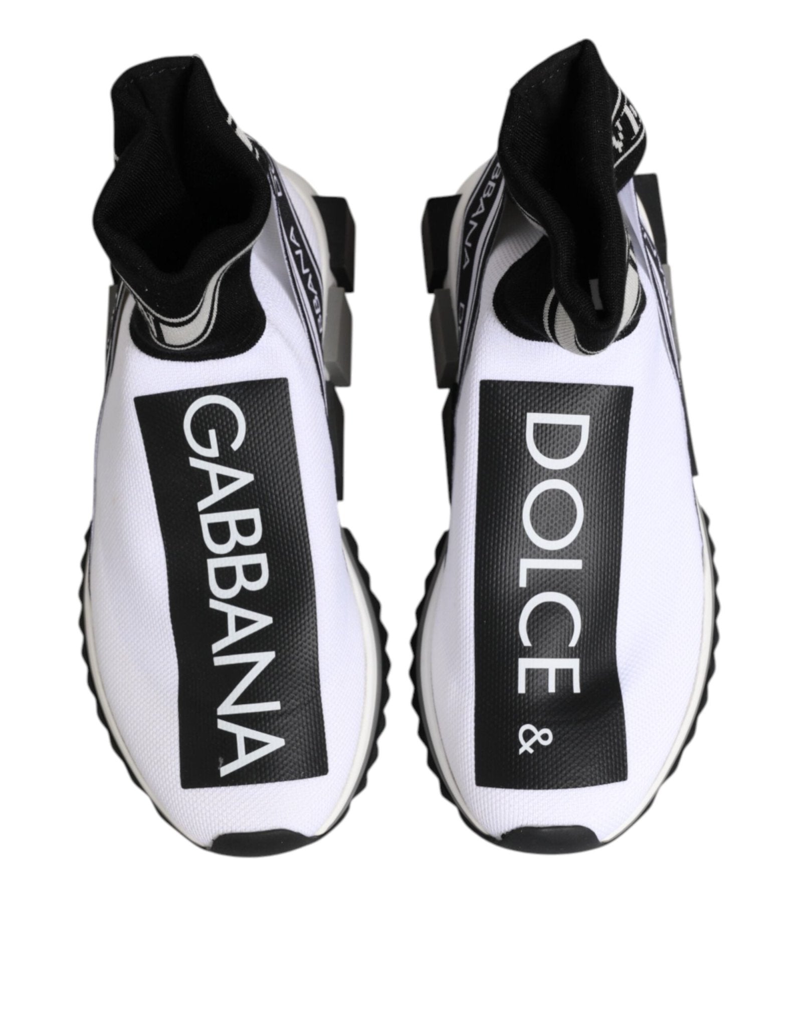 Dolce & Gabbana White Black Sorrento Socks Sneakers Shoes - GET THE BRAND