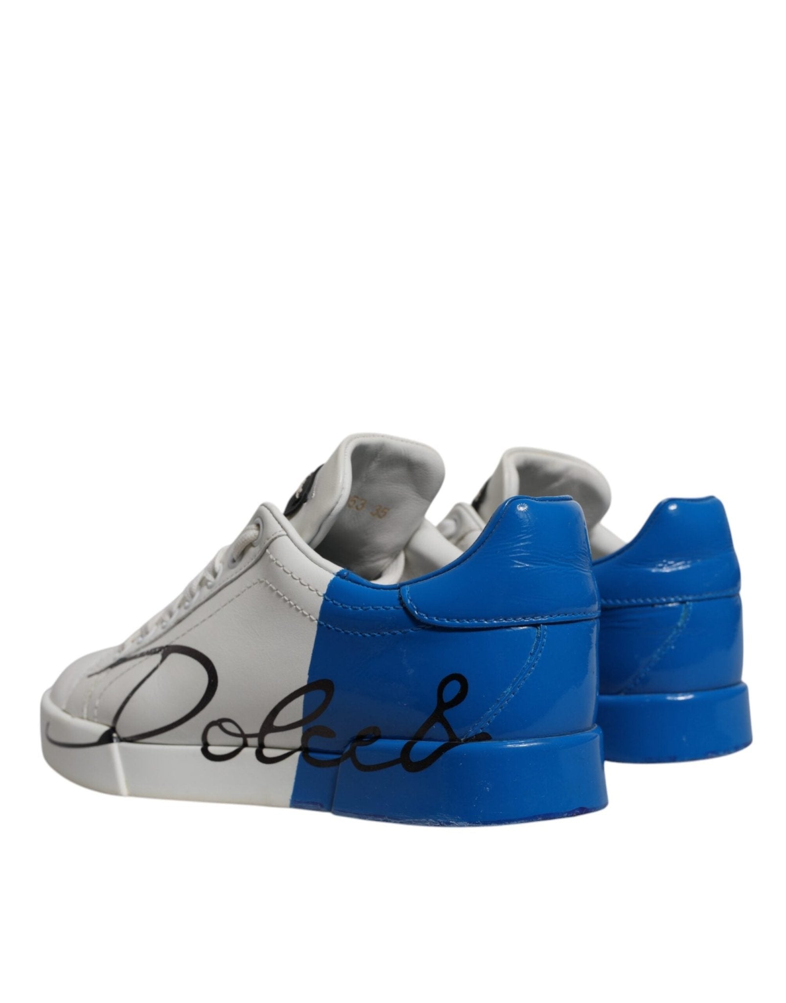 Dolce & Gabbana White Blue Logo Portofino Sneakers Shoes - GET THE BRAND