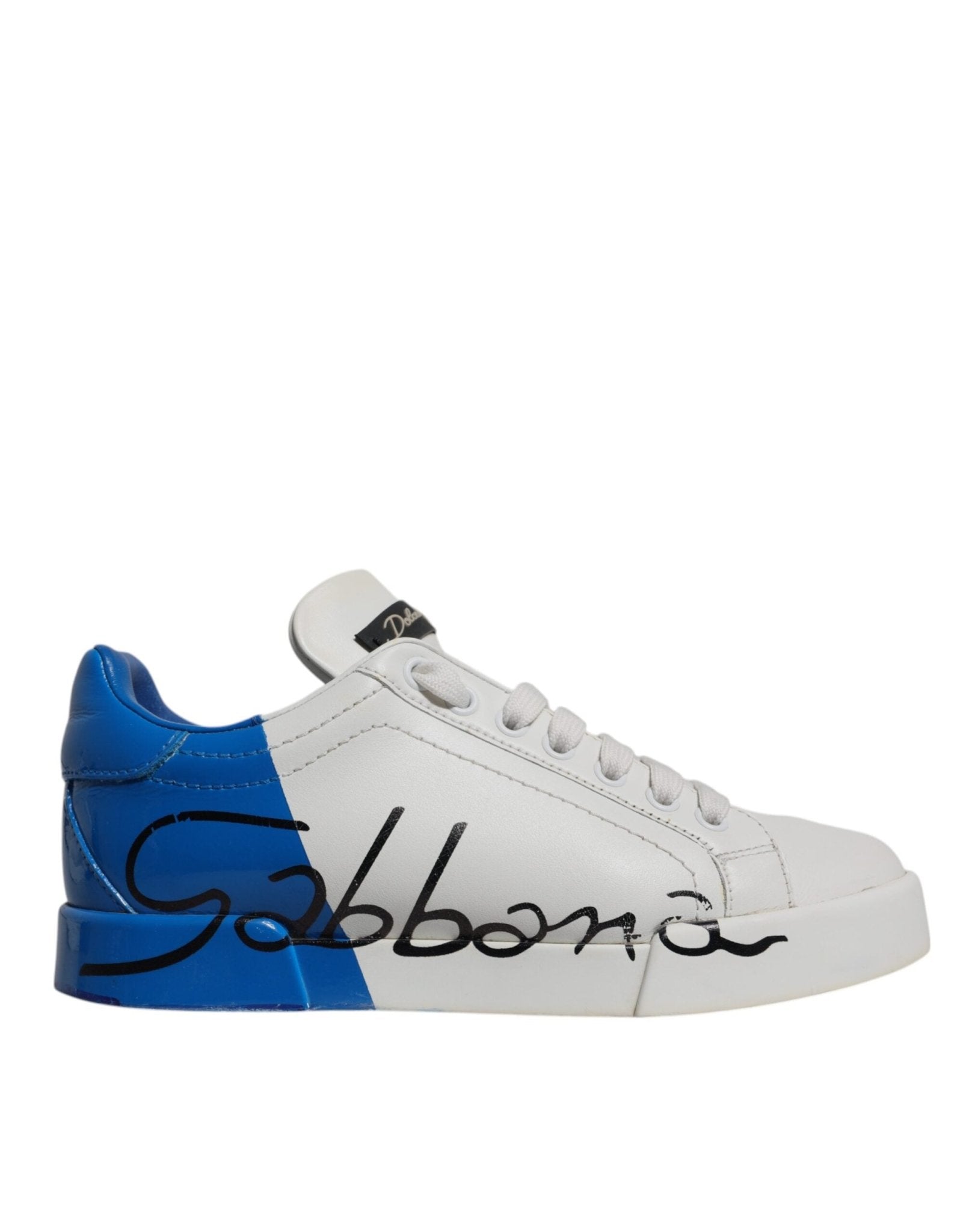 Dolce & Gabbana White Blue Logo Portofino Sneakers Shoes - GET THE BRAND