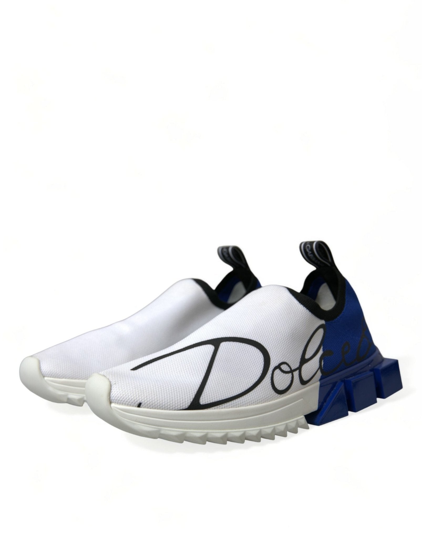 Dolce & Gabbana White Blue Sorrento Low Top Men Casual Sneakers Shoes - GET THE BRAND