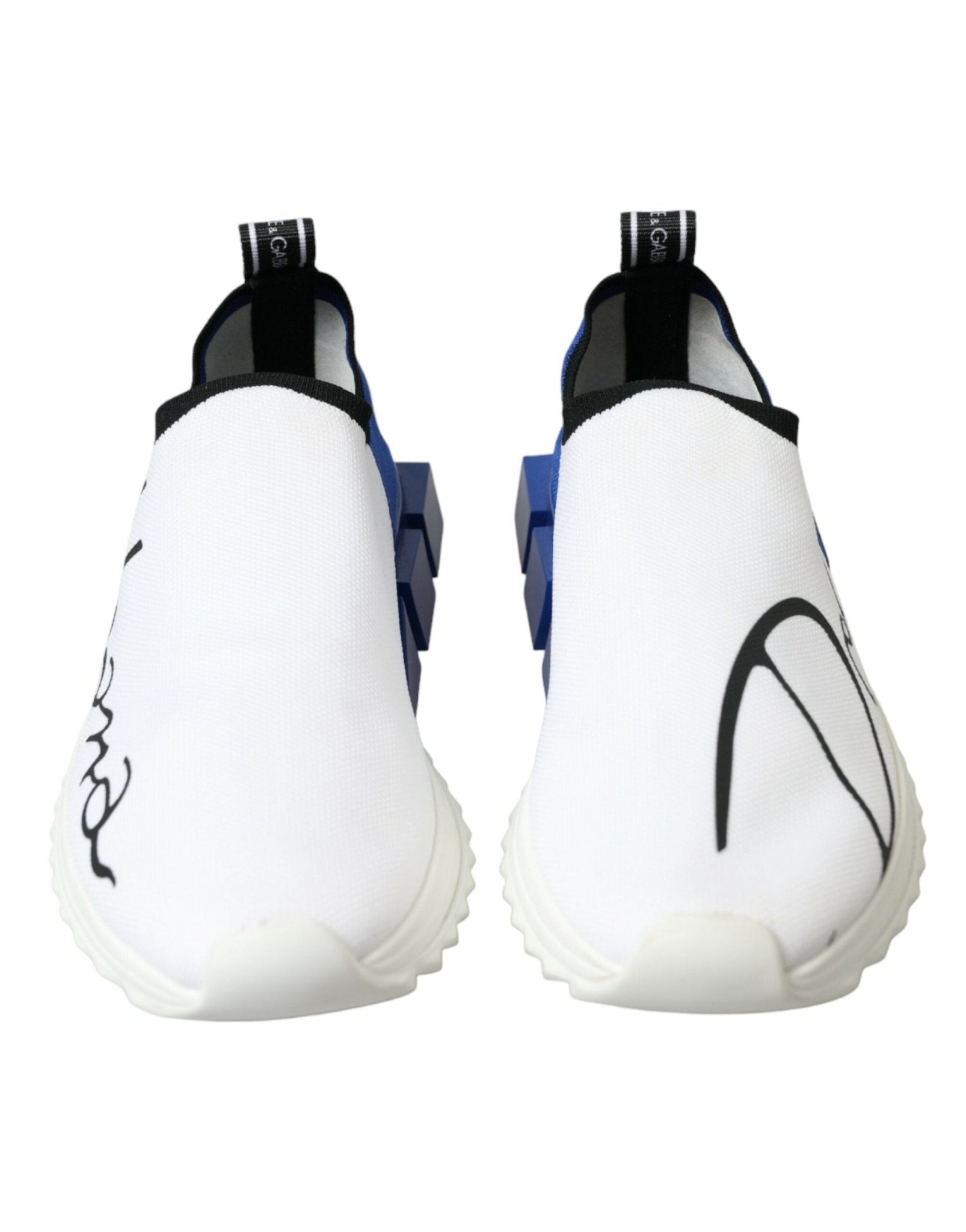 Dolce & Gabbana White Blue Sorrento Low Top Men Casual Sneakers Shoes - GET THE BRAND