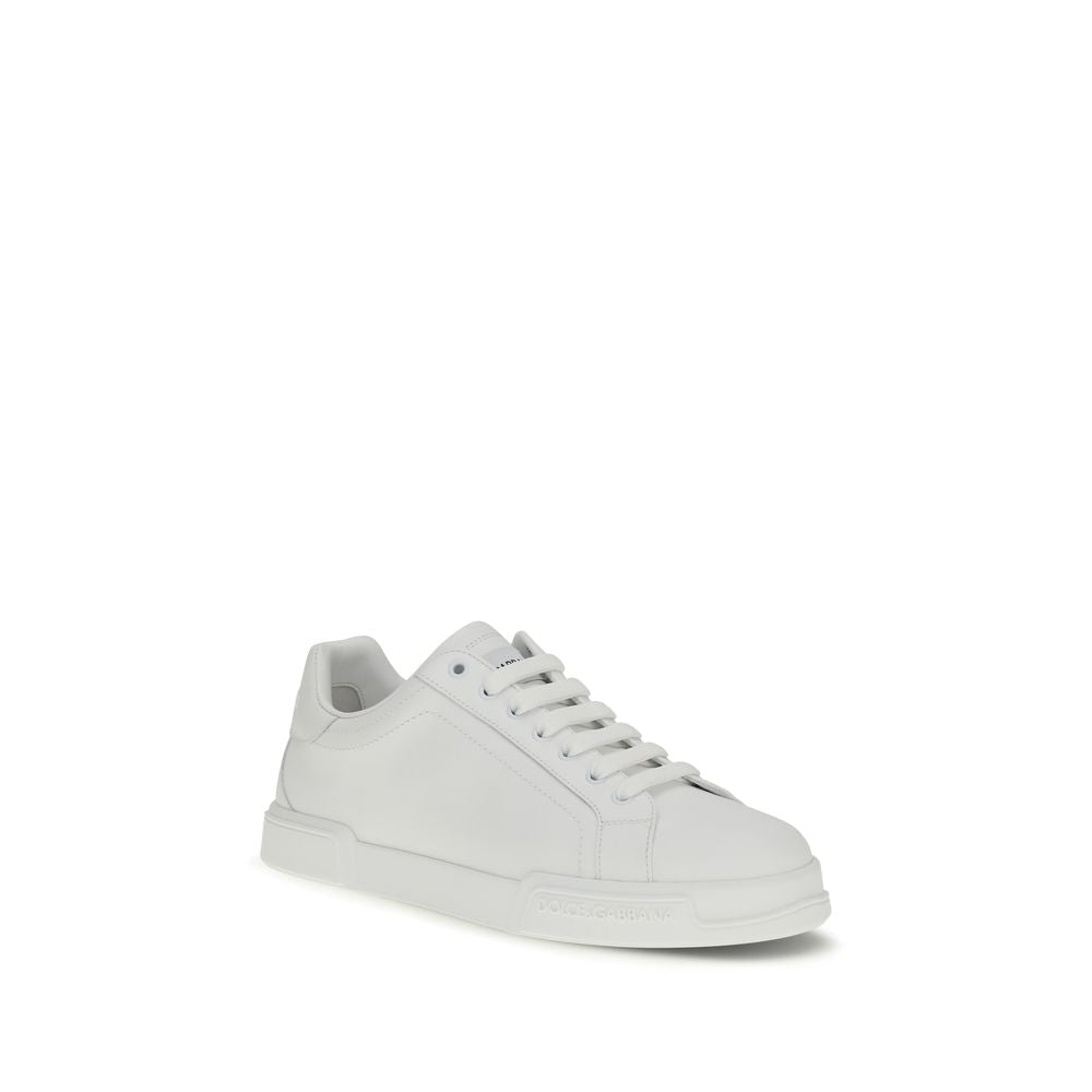 Dolce & Gabbana White Calf Leather Bos Taurus Low Top Sneakers - GET THE BRAND