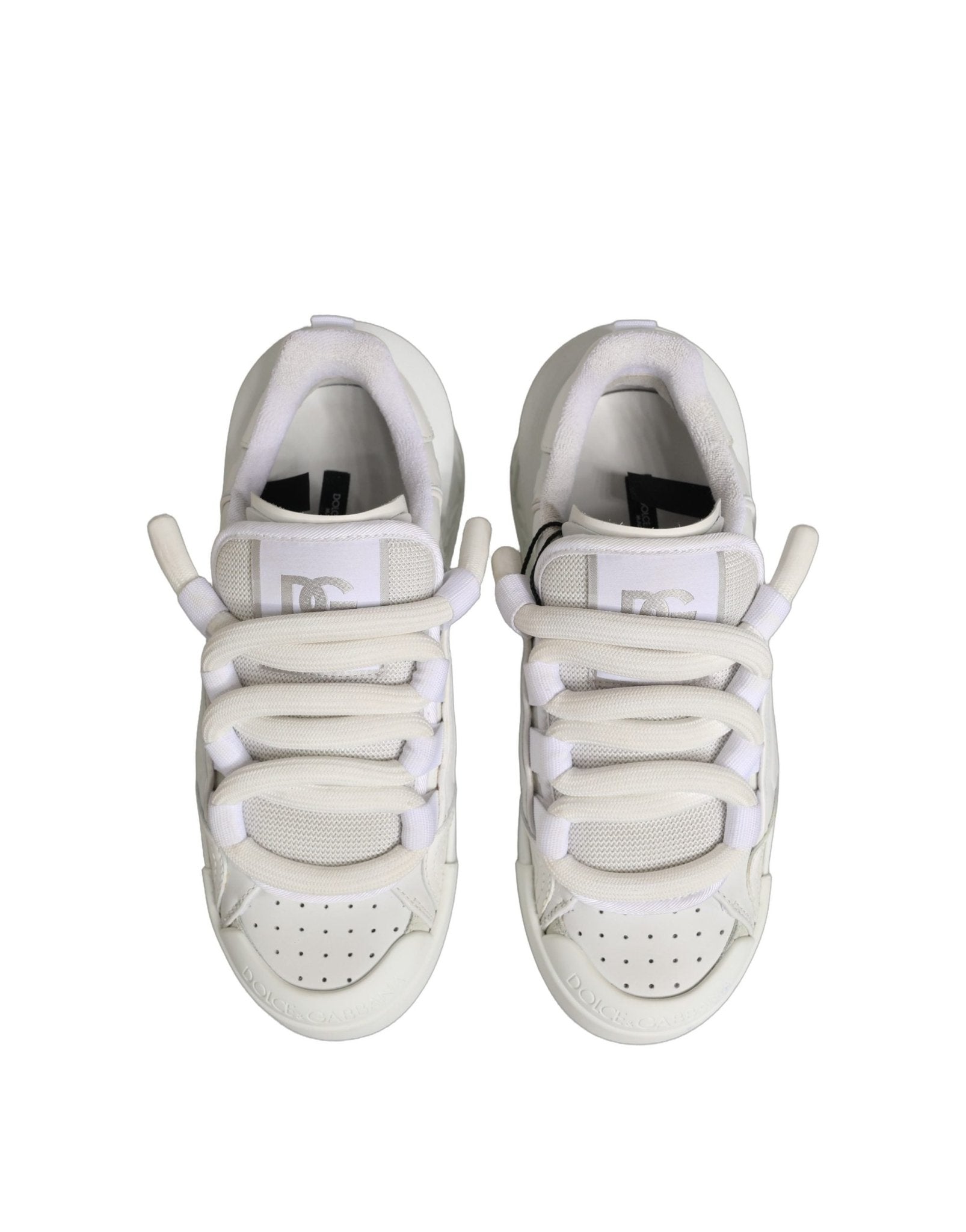 Dolce & Gabbana White Calfskin Leather Low Top Sneakers Shoes - GET THE BRAND