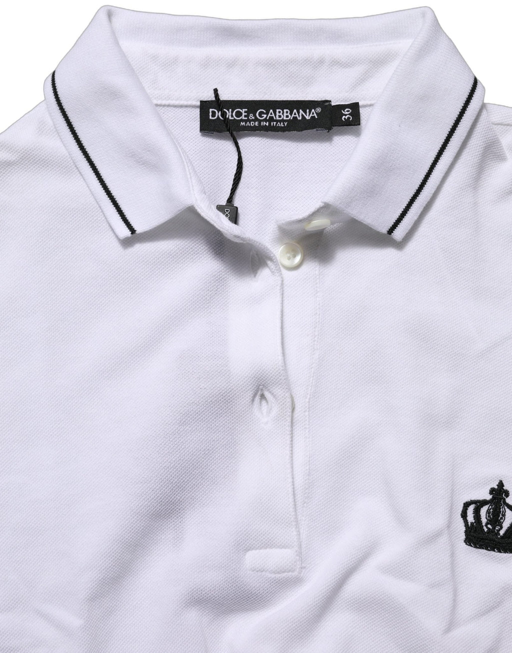 Dolce & Gabbana White Crown Cotton Short Sleeves Polo Top - GET THE BRAND