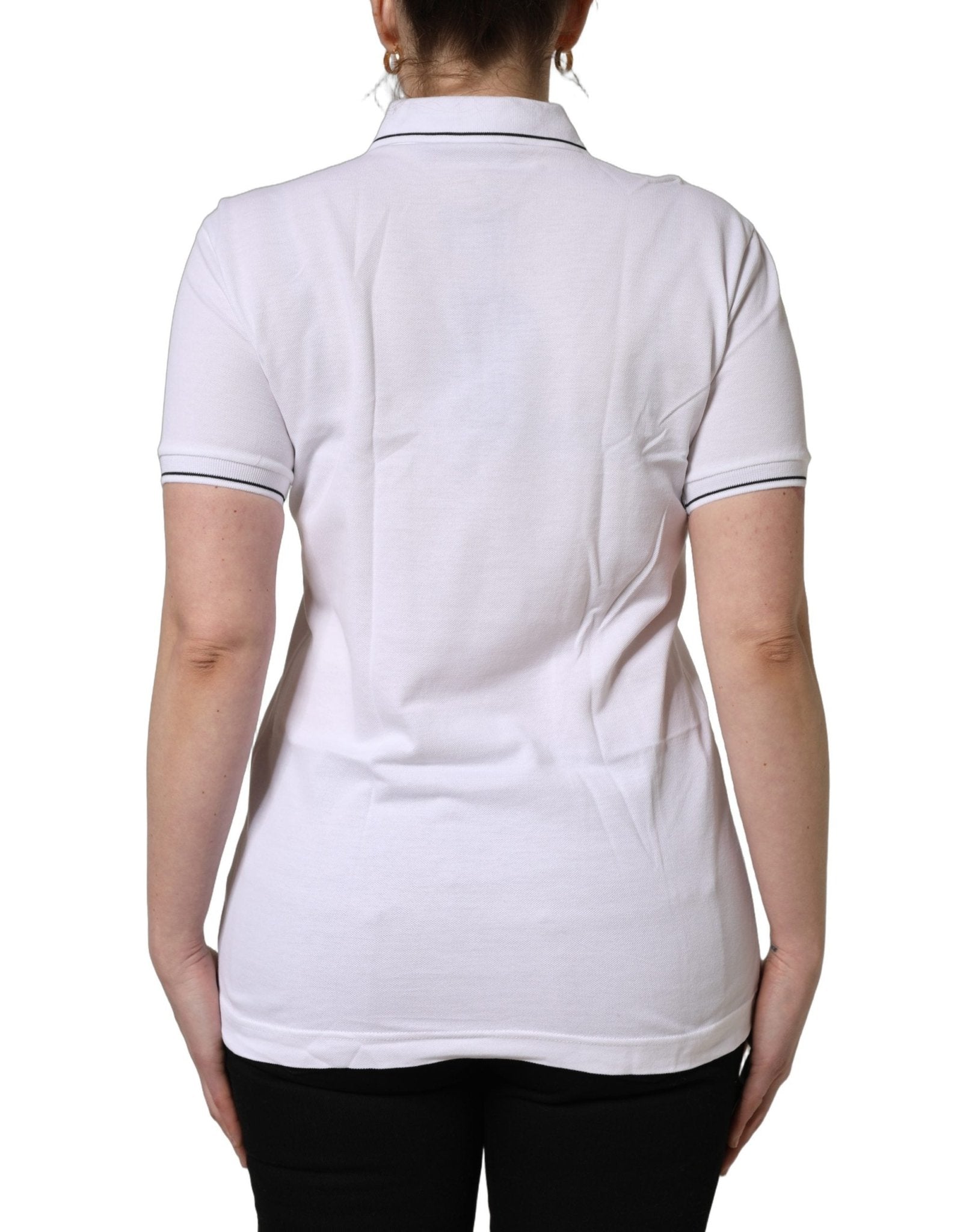 Dolce & Gabbana White Crown Cotton Short Sleeves Polo Top - GET THE BRAND