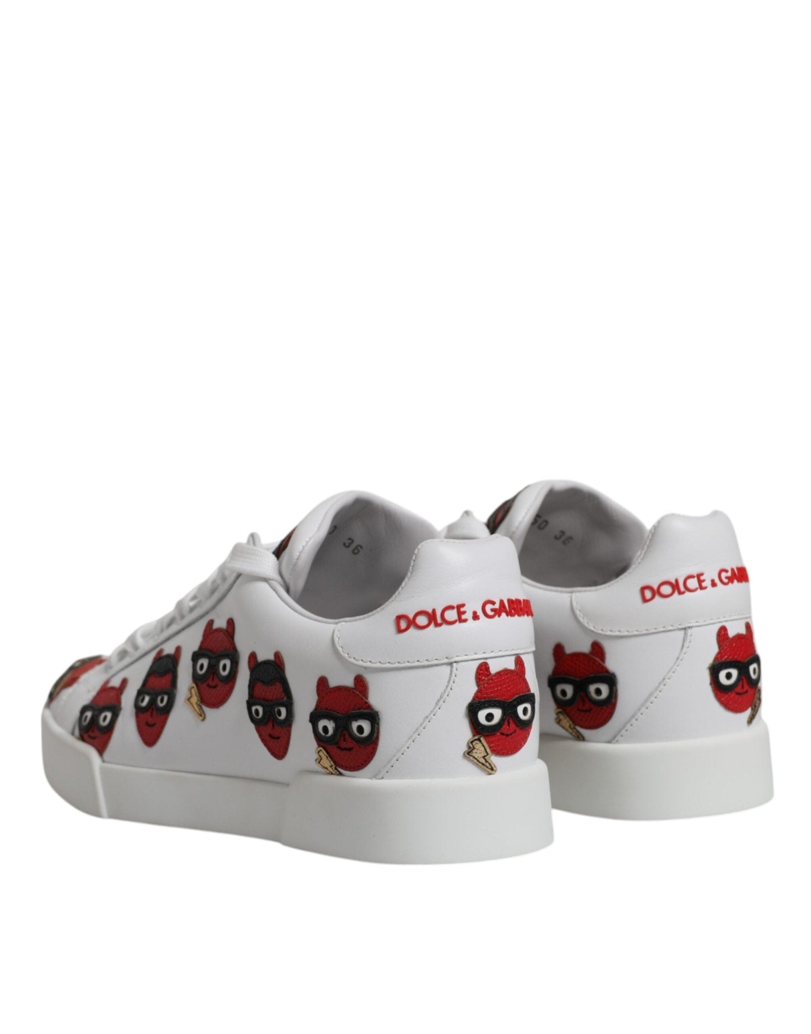 Dolce & Gabbana White Devil Face Portofino Sneakers Shoes - GET THE BRAND