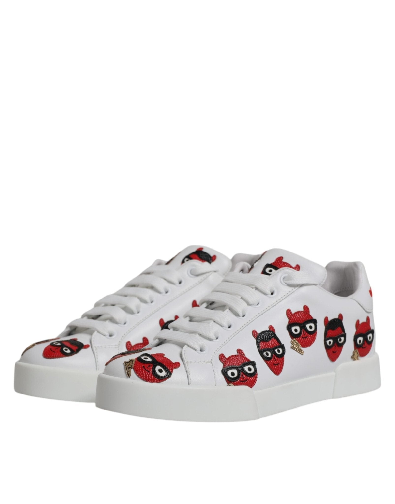 Dolce & Gabbana White Devil Face Portofino Sneakers Shoes - GET THE BRAND