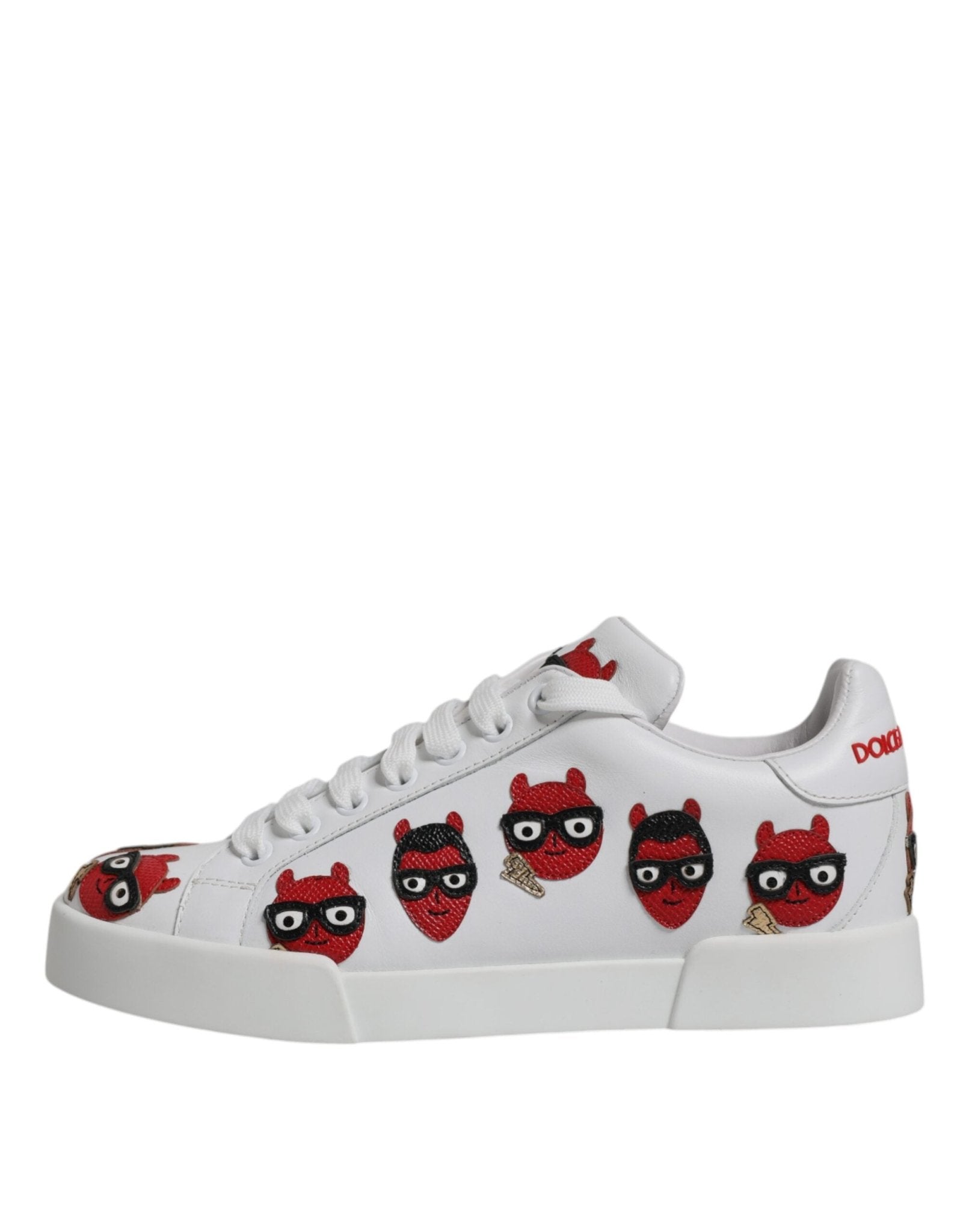 Dolce & Gabbana White Devil Face Portofino Sneakers Shoes - GET THE BRAND