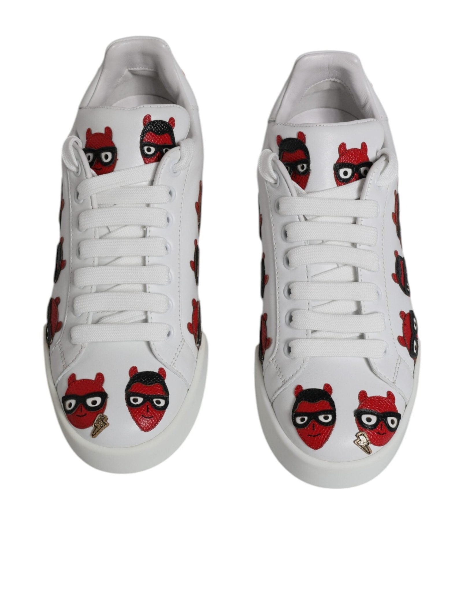 Dolce & Gabbana White Devil Face Portofino Sneakers Shoes - GET THE BRAND
