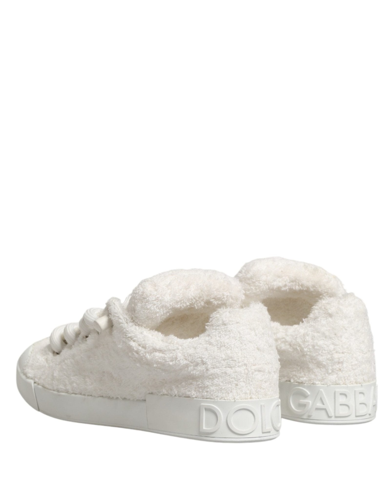 Dolce & Gabbana White Faux Shearling Low Top Sneakers Shoes - GET THE BRAND
