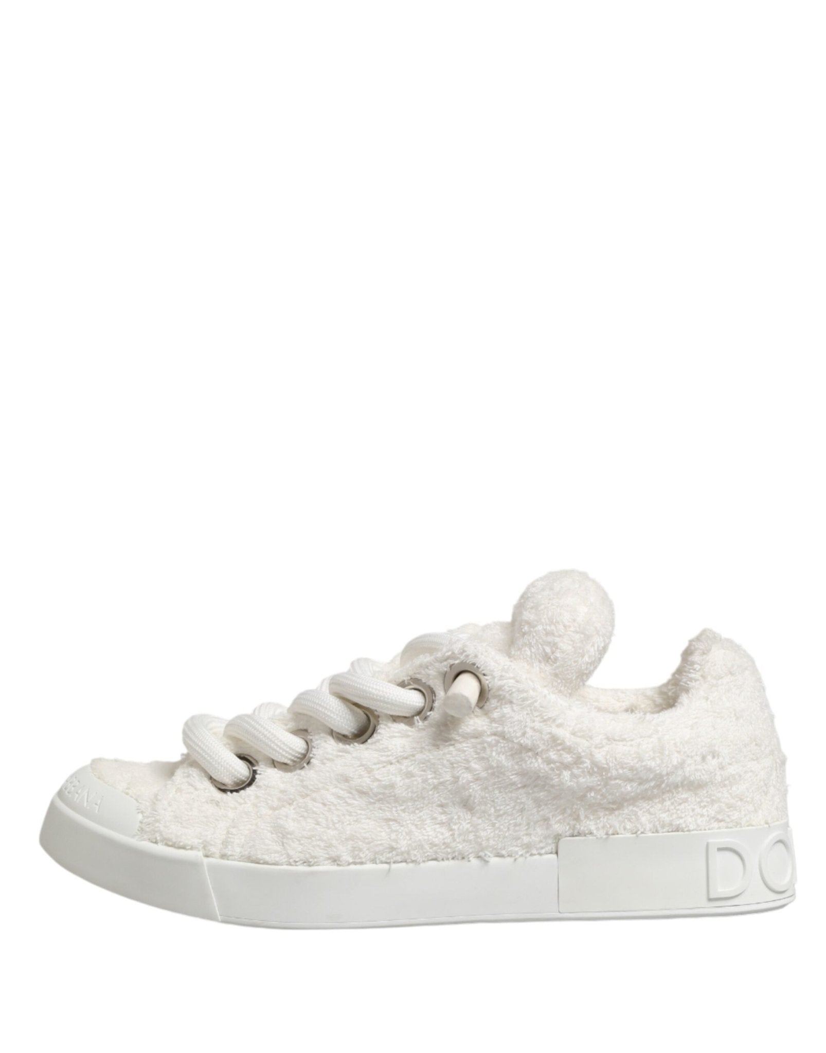 Dolce & Gabbana White Faux Shearling Low Top Sneakers Shoes - GET THE BRAND