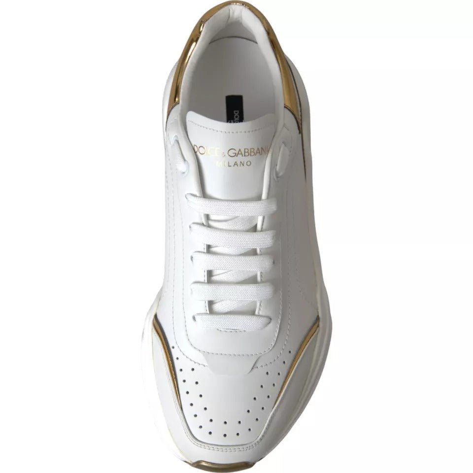 Dolce & Gabbana White Gold DAYMASTER Leather Sneakers Men Shoes - GET THE BRAND