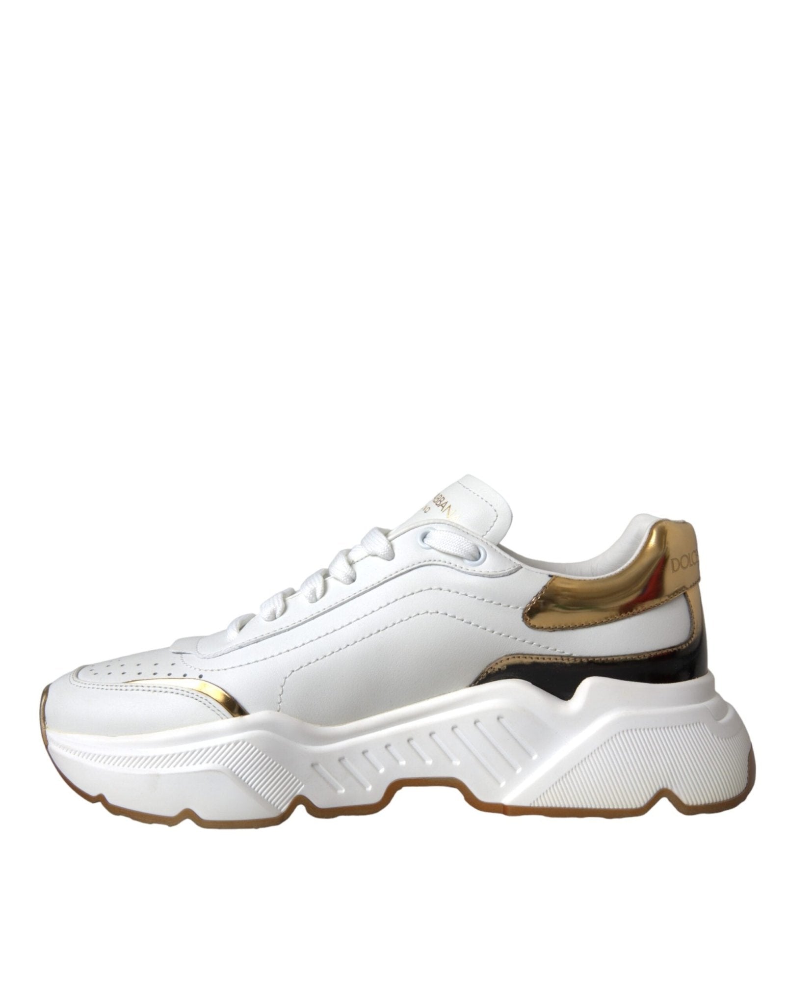 Dolce & Gabbana White Gold DAYMASTER Leather Sneakers Shoes - GET THE BRAND