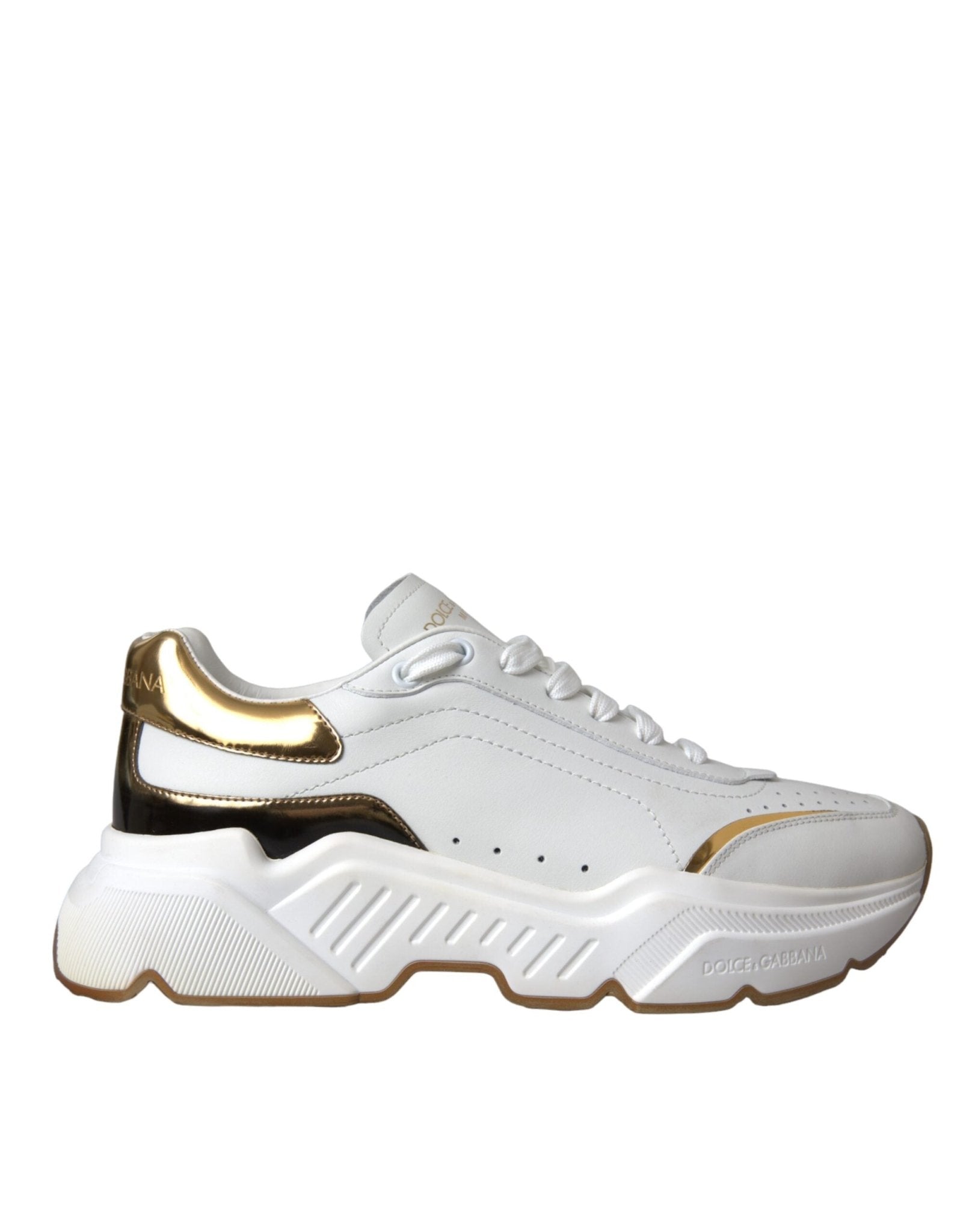 Dolce & Gabbana White Gold DAYMASTER Leather Sneakers Shoes - GET THE BRAND