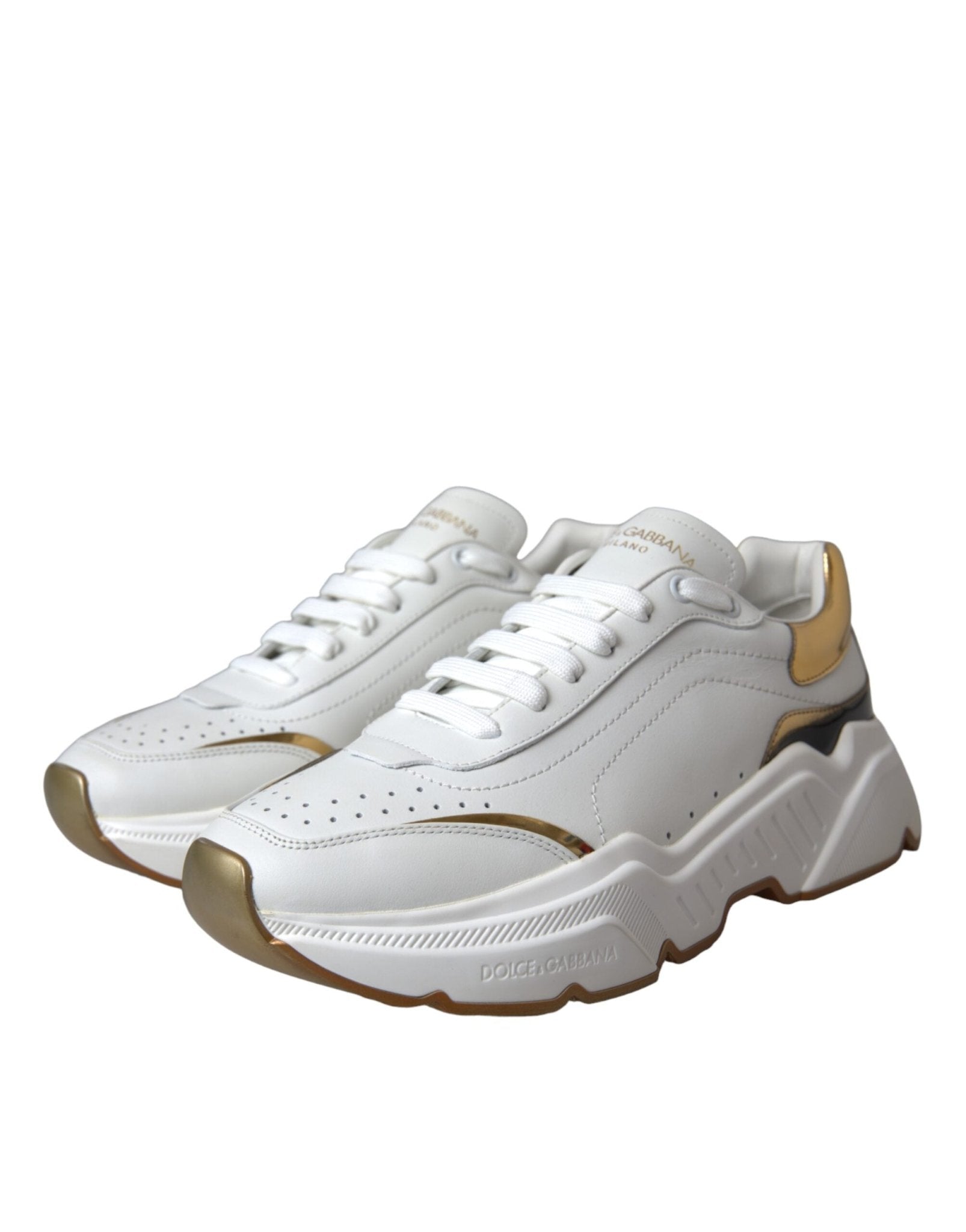 Dolce & Gabbana White Gold DAYMASTER Leather Sneakers Shoes - GET THE BRAND