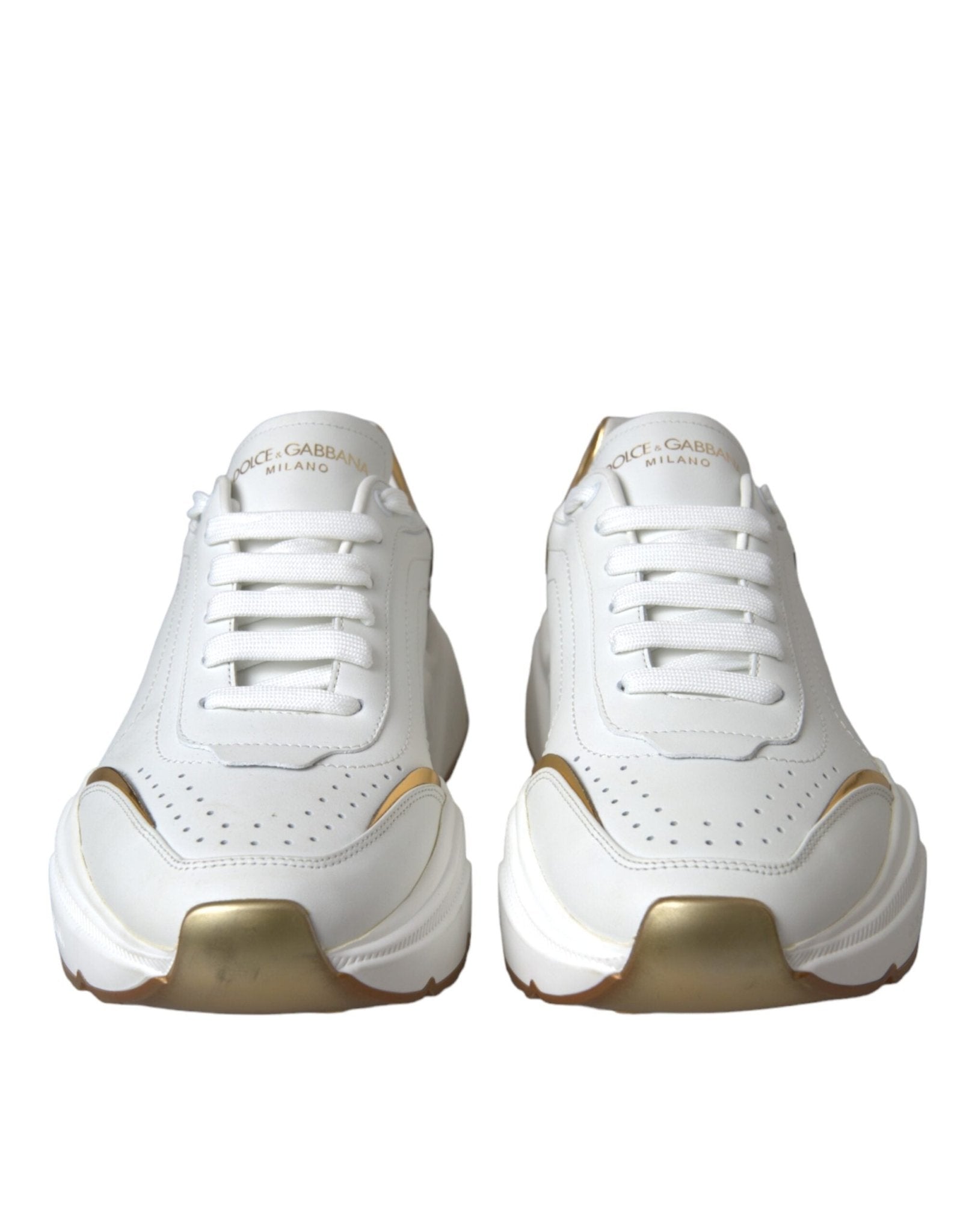 Dolce & Gabbana White Gold DAYMASTER Leather Sneakers Shoes - GET THE BRAND
