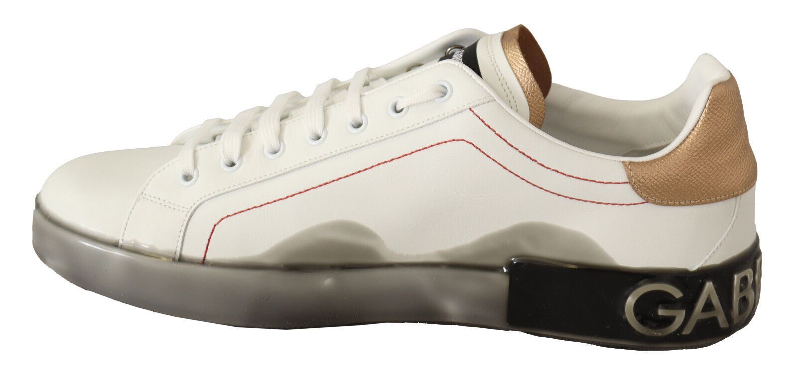 Dolce & Gabbana White Gold Leather Low Top Sneakers Casual Shoes - GET THE BRAND