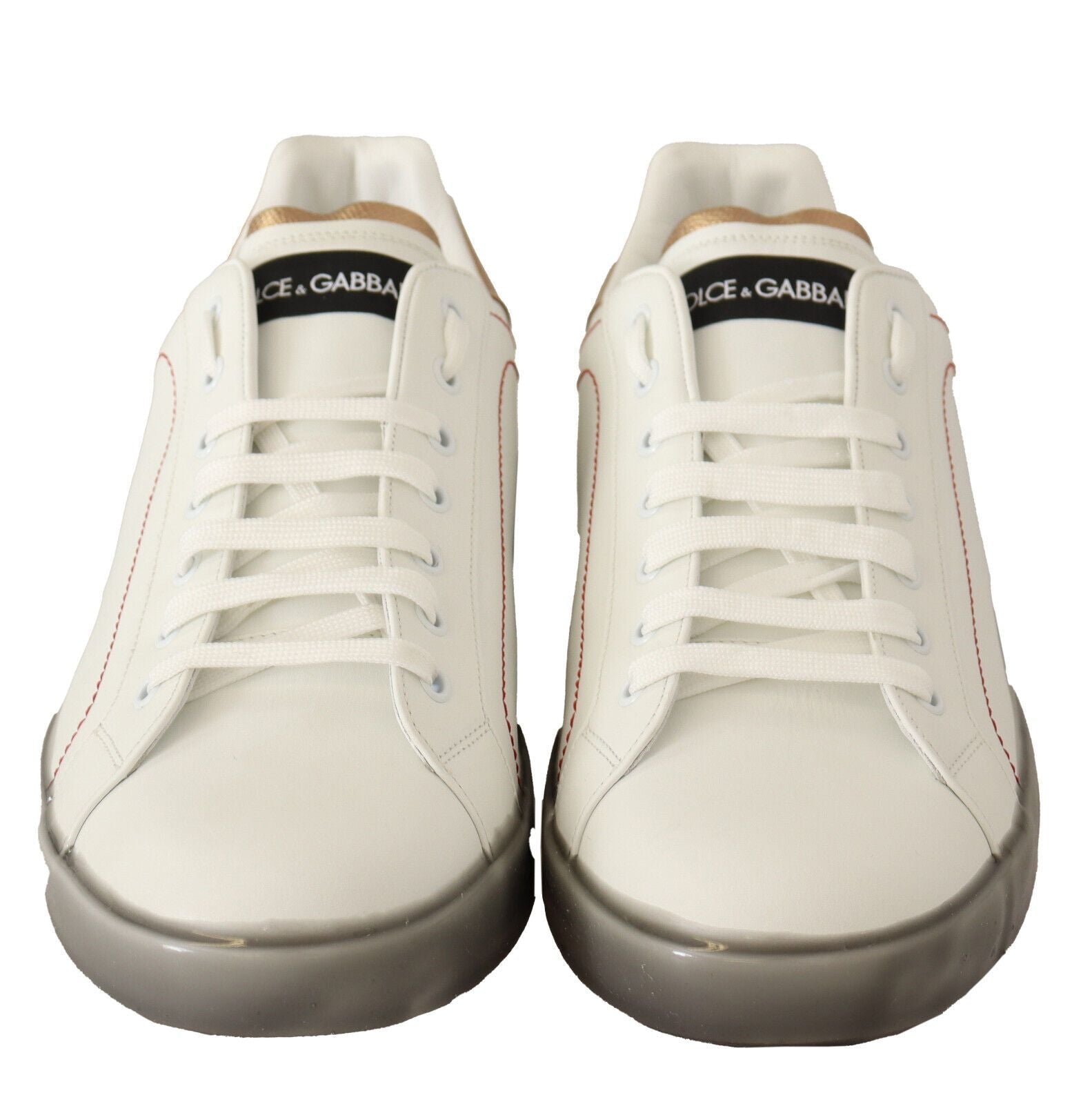 Dolce & Gabbana White Gold Leather Low Top Sneakers Casual Shoes - GET THE BRAND