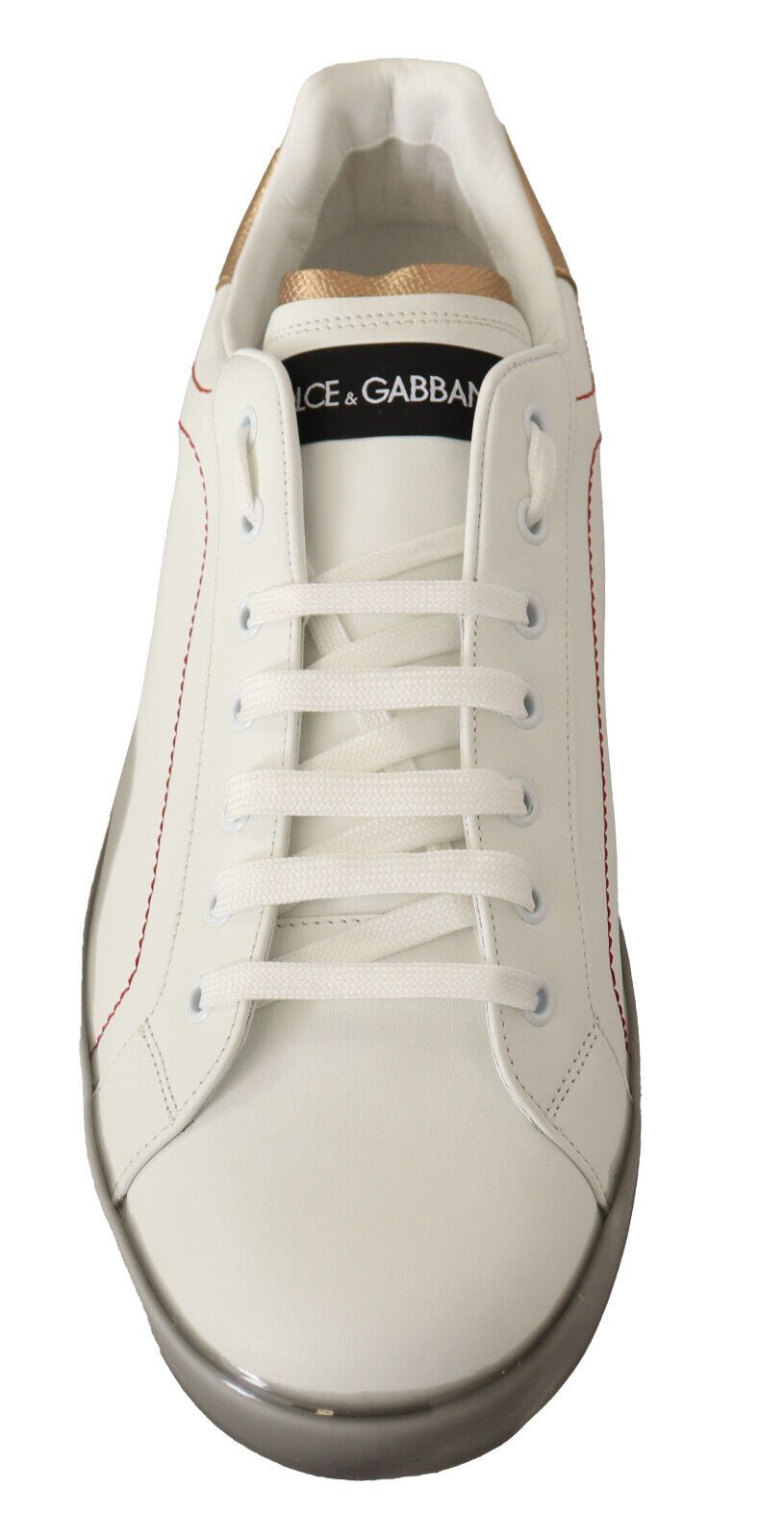 Dolce & Gabbana White Gold Leather Low Top Sneakers Casual Shoes - GET THE BRAND
