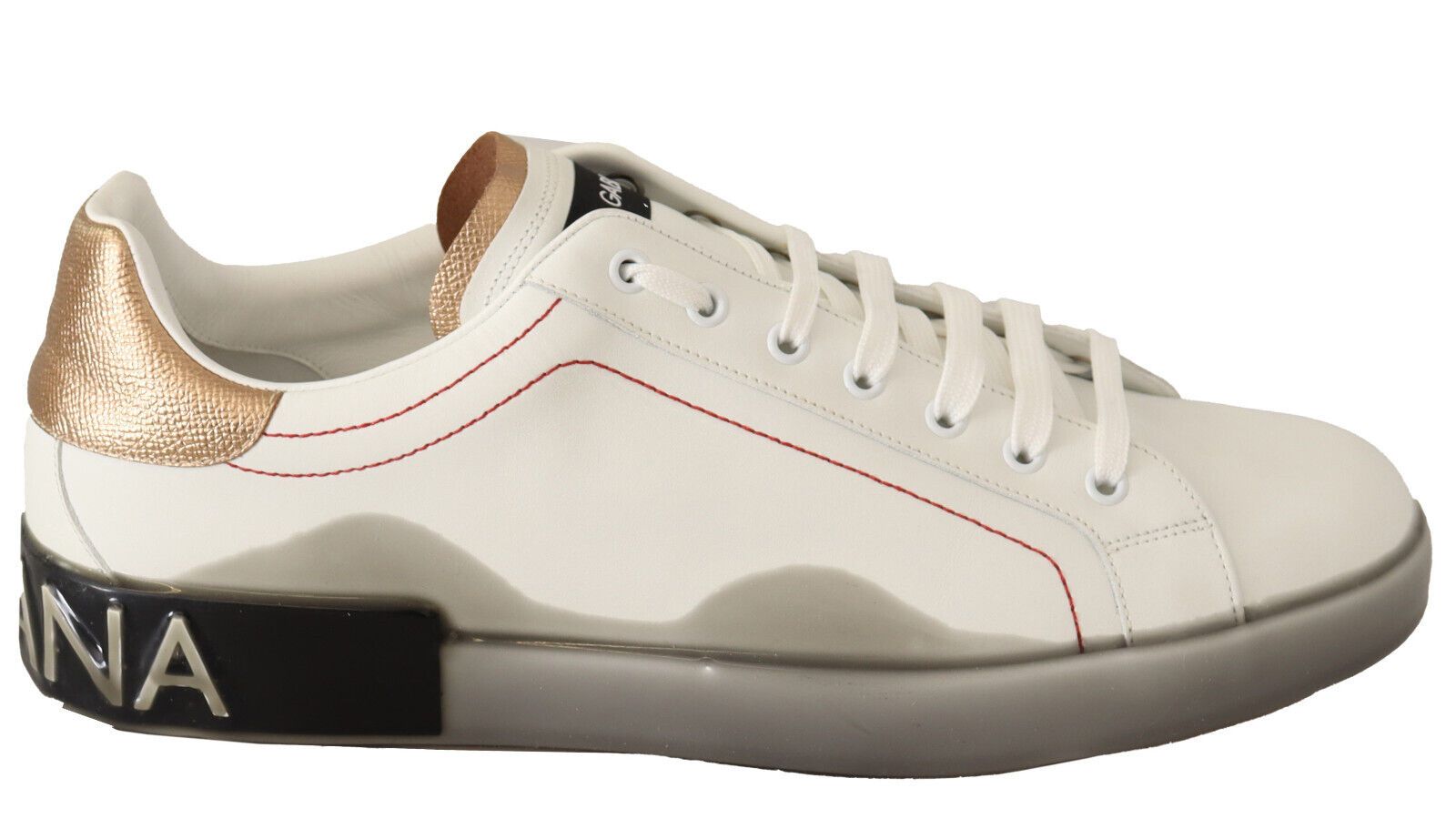 Dolce & Gabbana White Gold Leather Low Top Sneakers Casual Shoes - GET THE BRAND