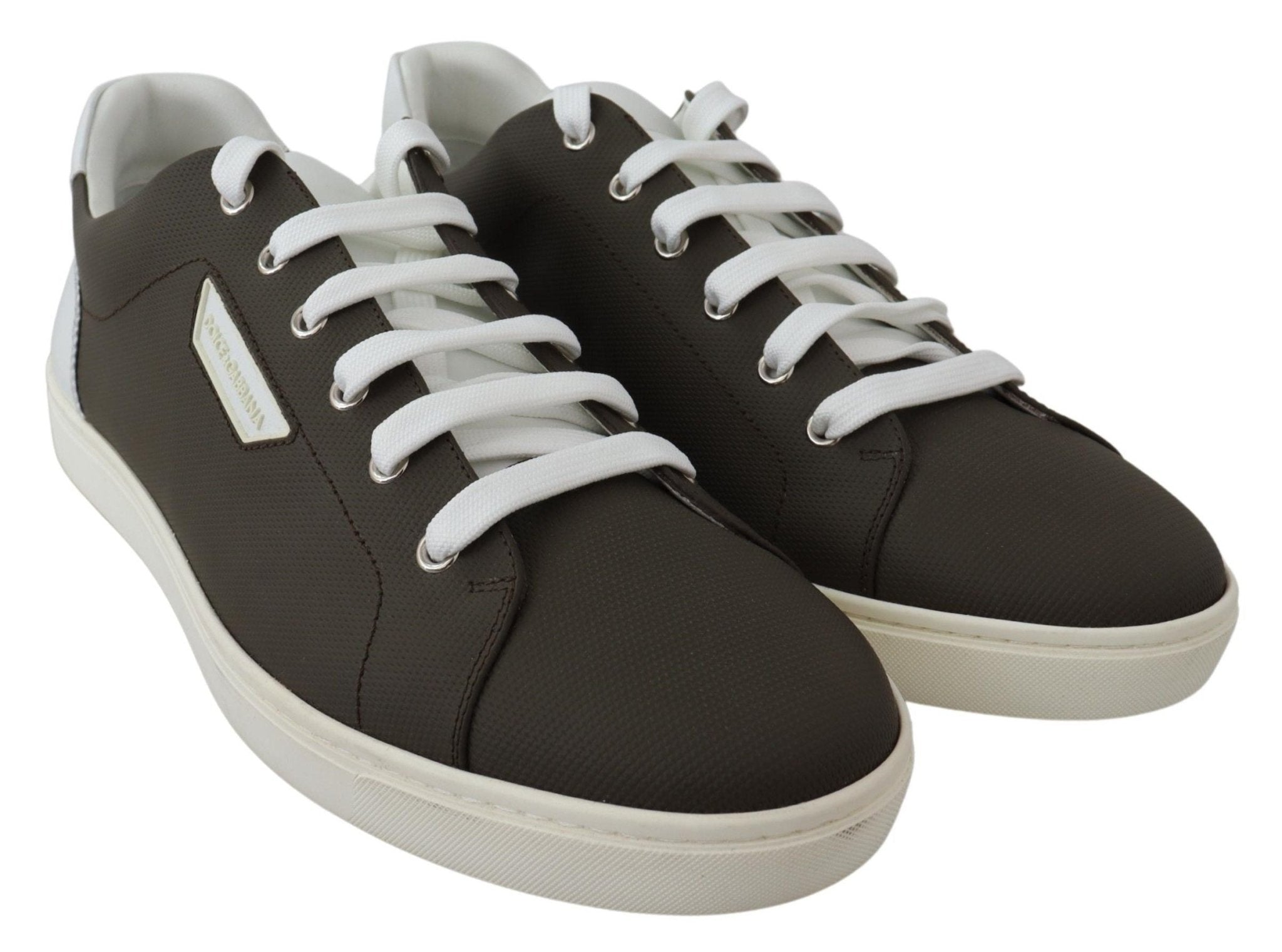 Dolce & Gabbana White Green Leather Low Top Sneakers Shoes - GET THE BRAND