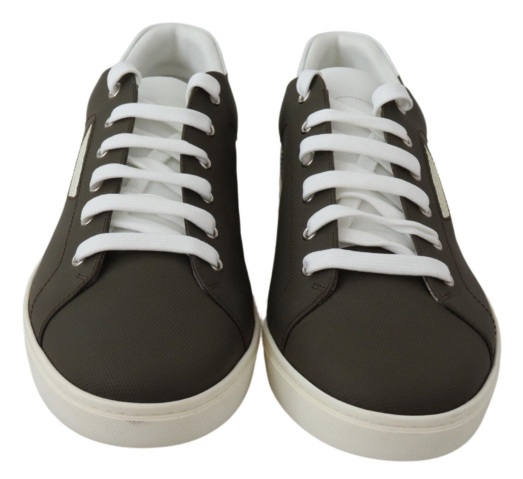 Dolce & Gabbana White Green Leather Low Top Sneakers Shoes - GET THE BRAND