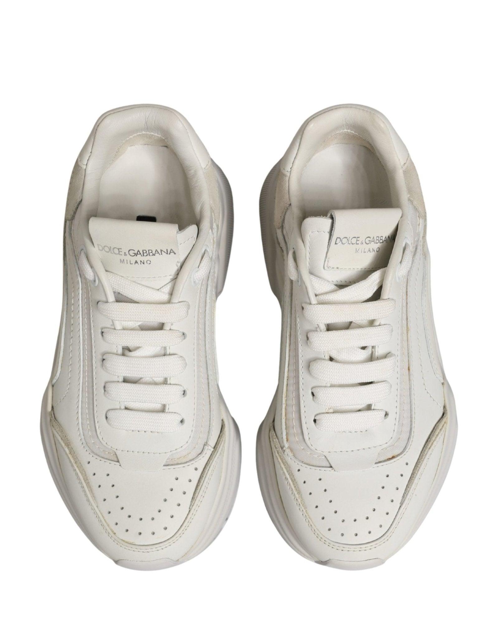 Dolce & Gabbana White Leather Daymaster Low Top Sneakers Shoes - GET THE BRAND