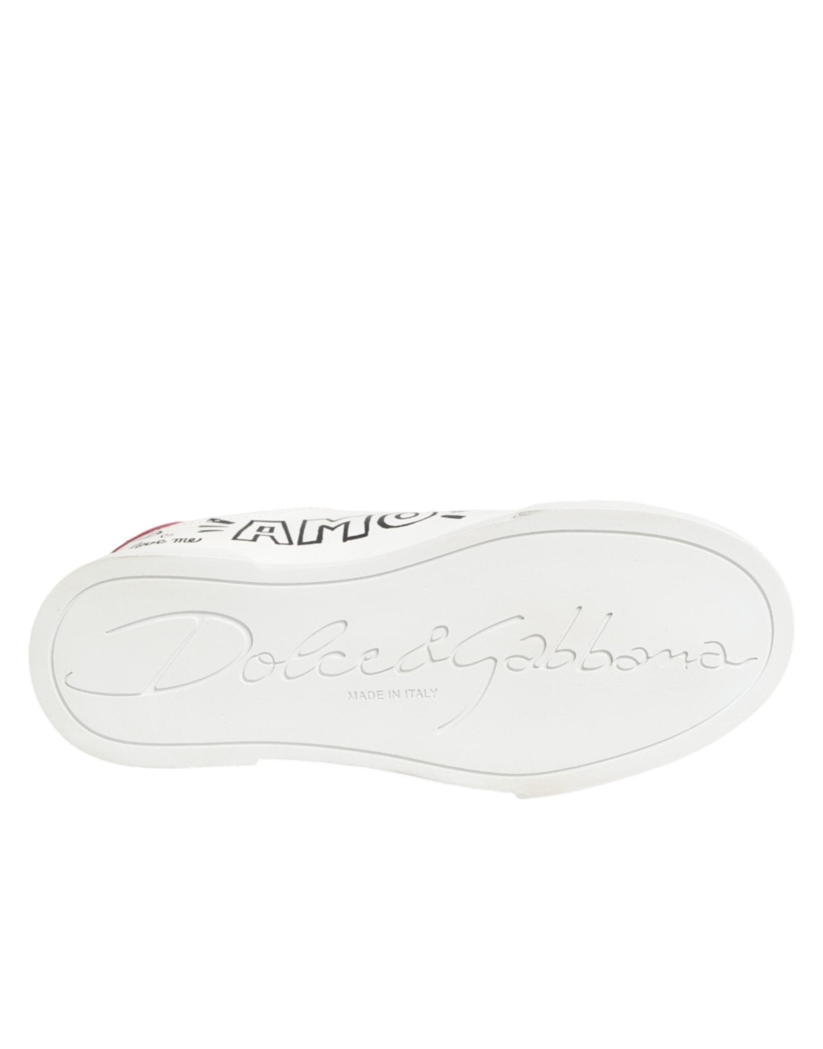 Dolce & Gabbana White Leather Graffiti Low Top Sneakers Shoes - GET THE BRAND