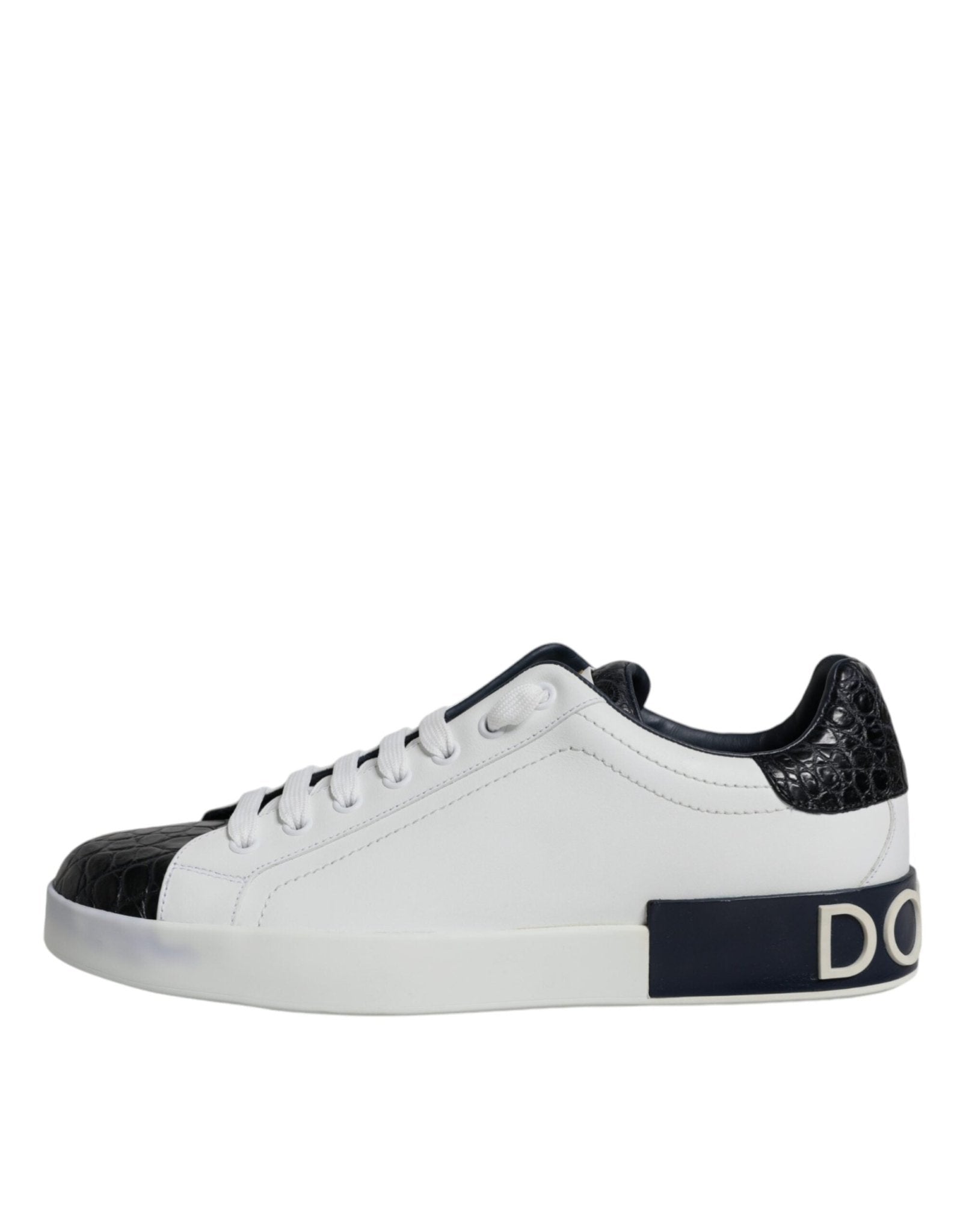 Dolce & Gabbana White Leather Logo Portofino Sneaker Shoes - GET THE BRAND