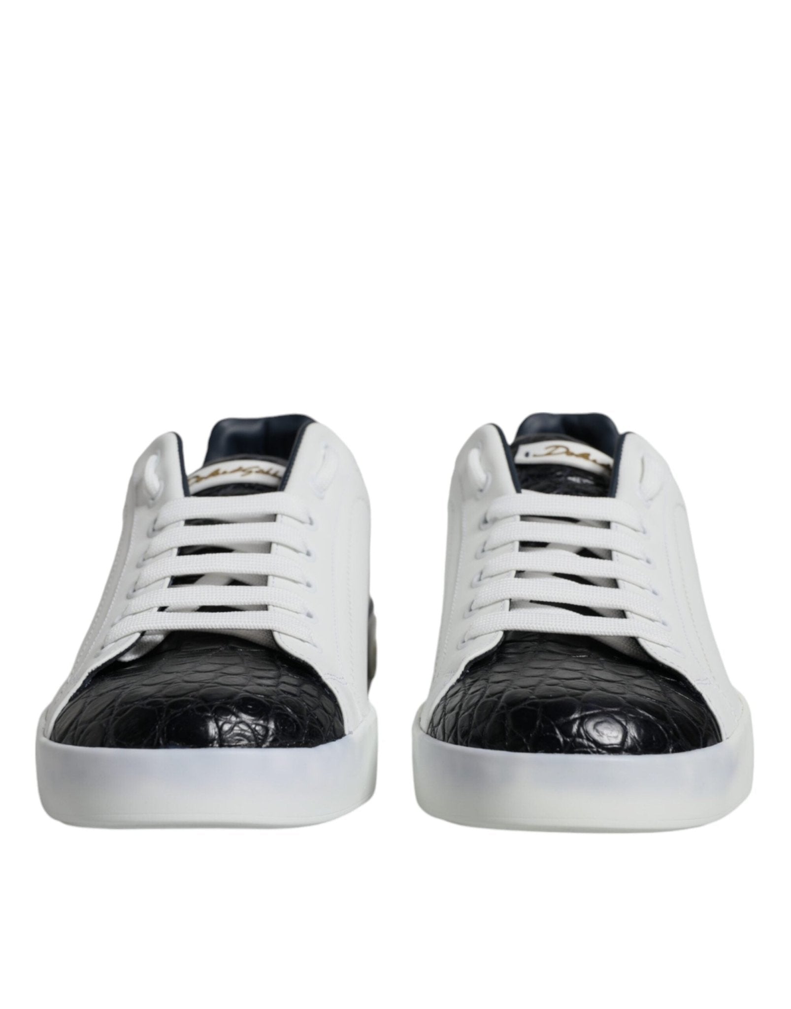 Dolce & Gabbana White Leather Logo Portofino Sneaker Shoes - GET THE BRAND