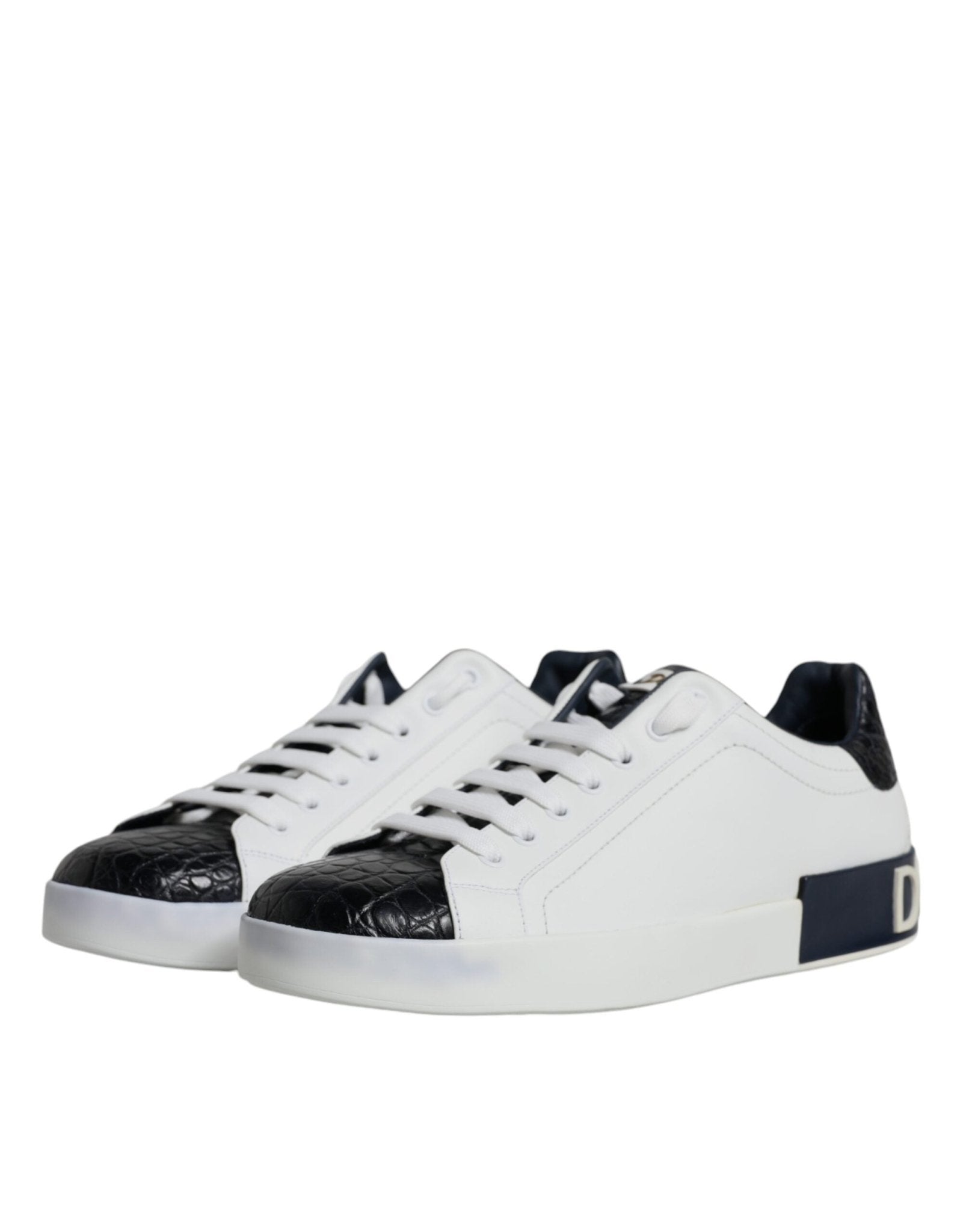 Dolce & Gabbana White Leather Logo Portofino Sneaker Shoes - GET THE BRAND